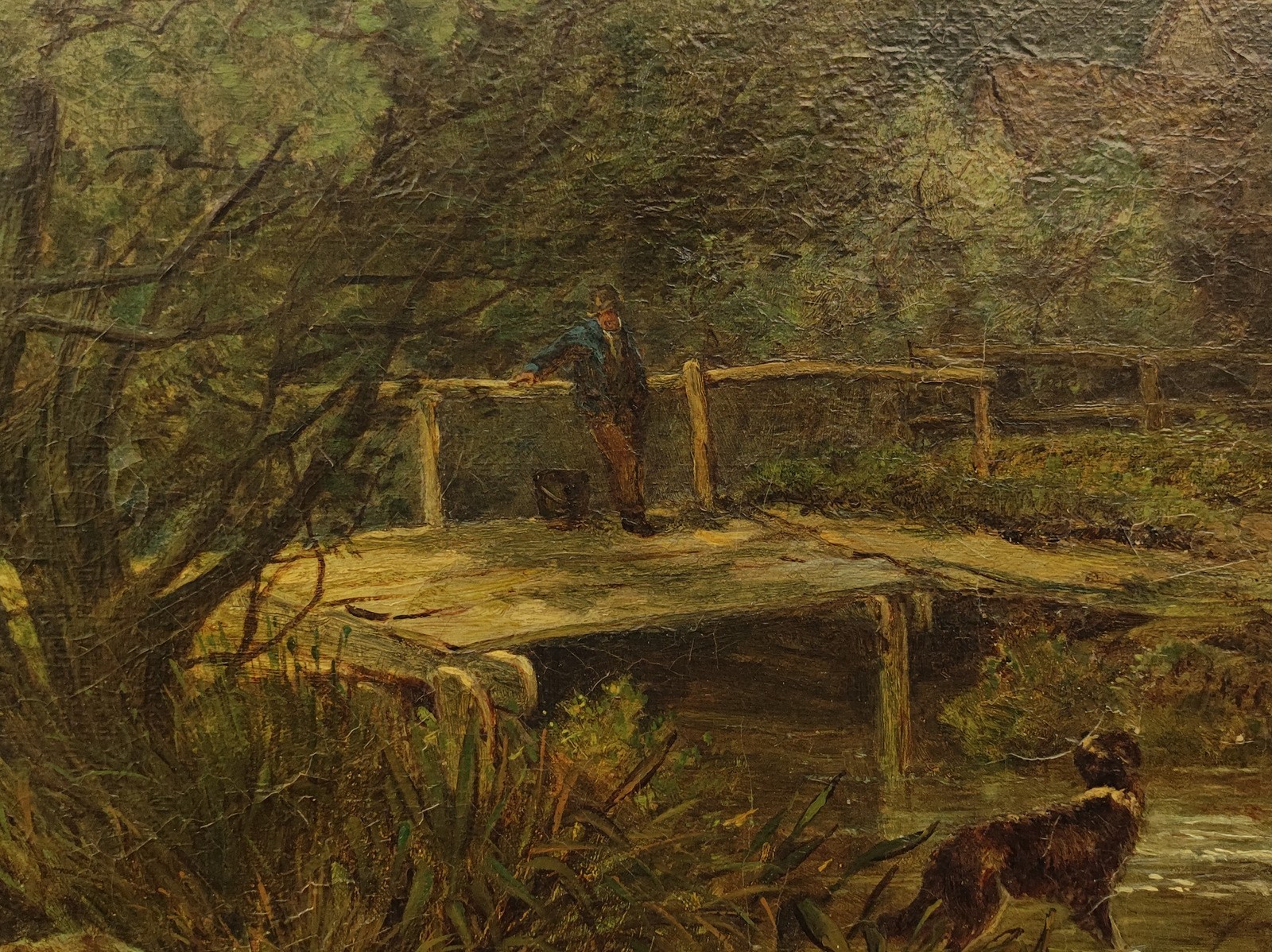 SIGNED 19TH CENTURY LARGE ORIGINAL OIL PAINTING ENGLISH PASTORAL LANDSCAPE