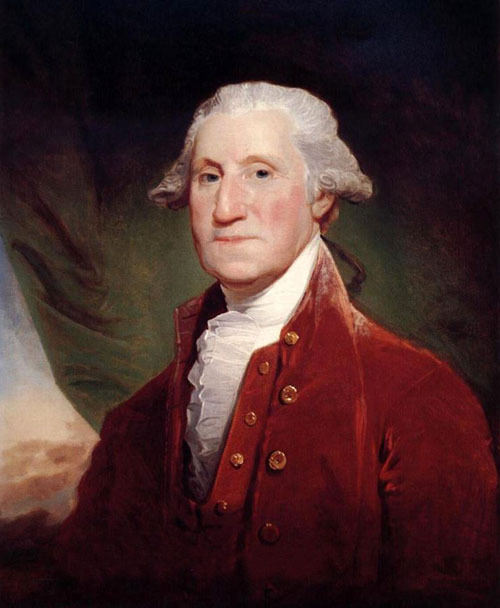 Oil painting male portrait America President George Washington in red