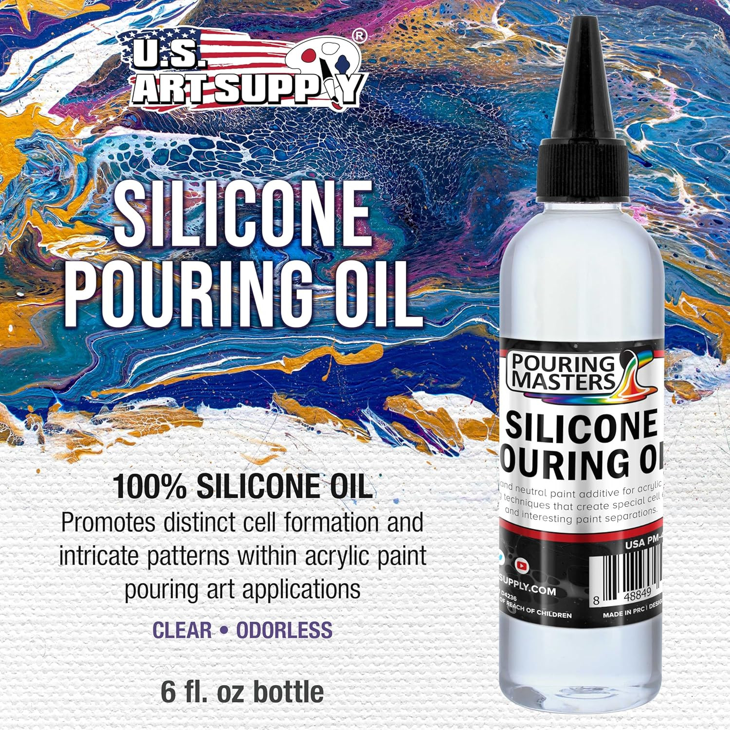 6-Ounce Silicone Pouring Oil – 100% Silicone Oil Pouring Medium for Acrylic Pain