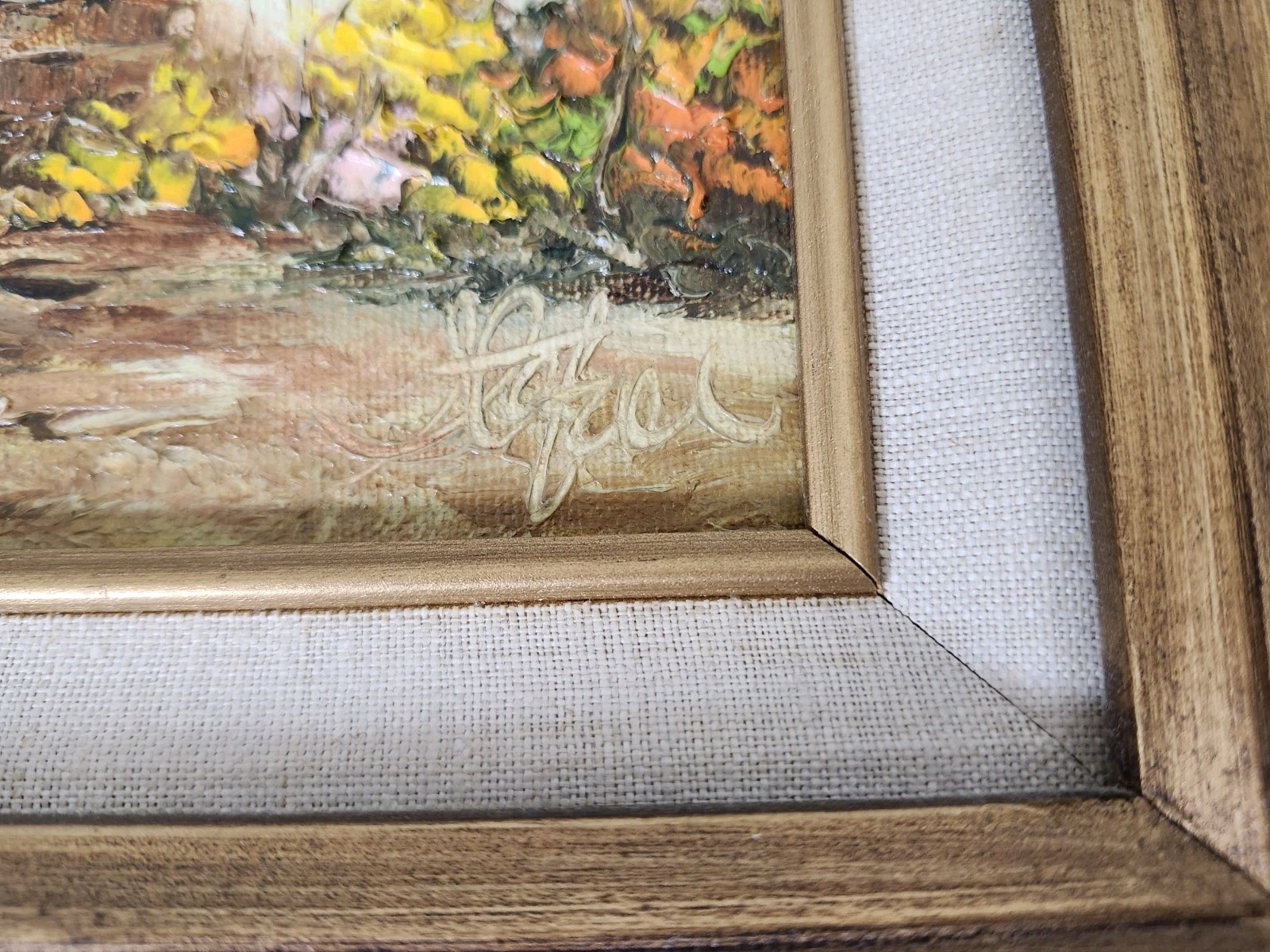Vtg Original Oil Painting Canvas Framed Impressionist Old World Architecture