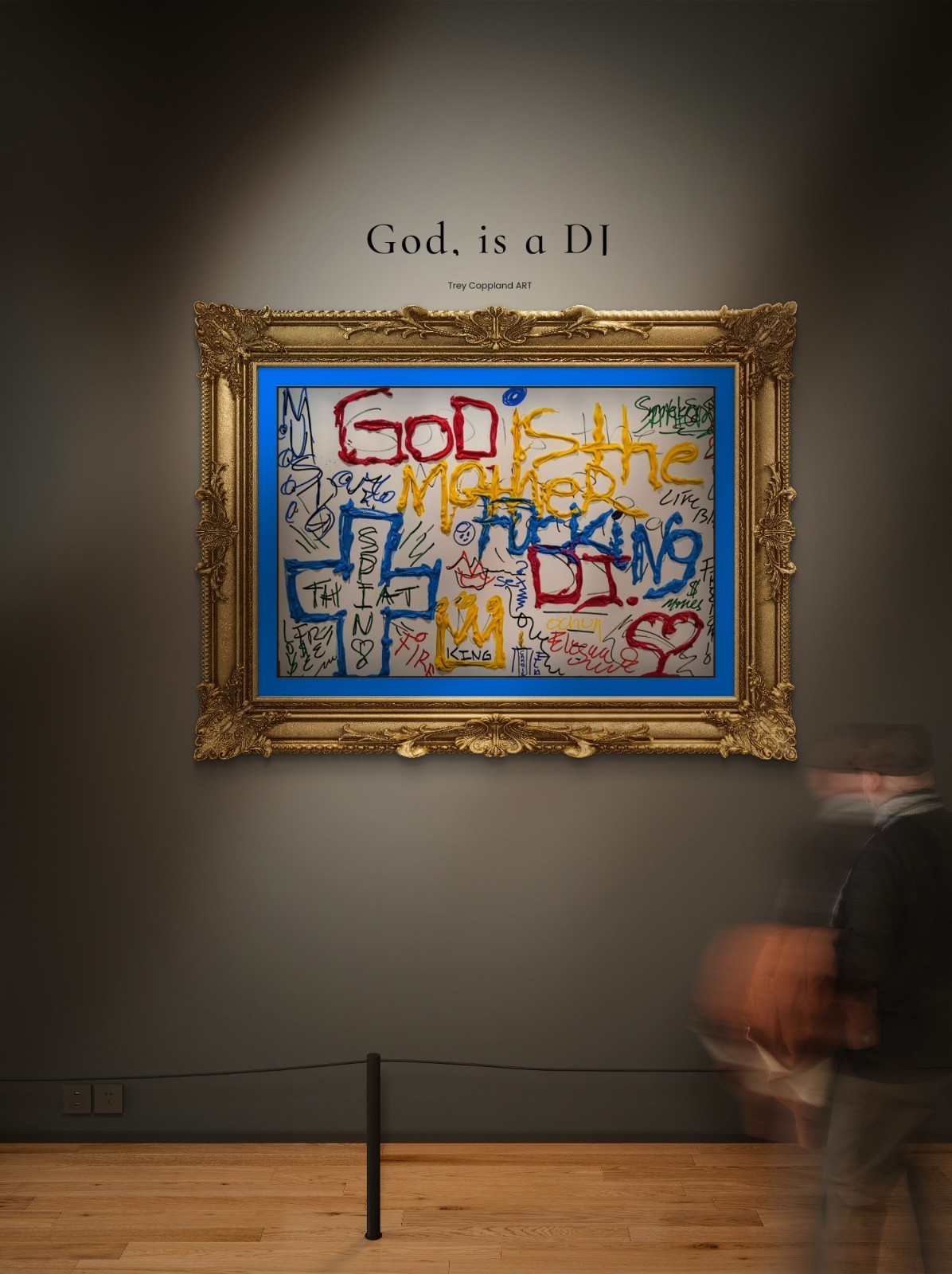 God is the, DJ,by Trey Coppland Abstract Graffiti Acrylic Painting, Signed