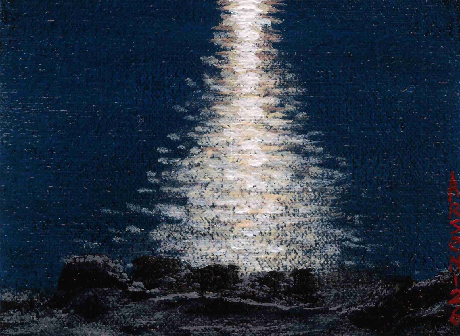 MOON V – Original Oil Miniature 6″x4″ | Moon Reflections Series | NO FRAME