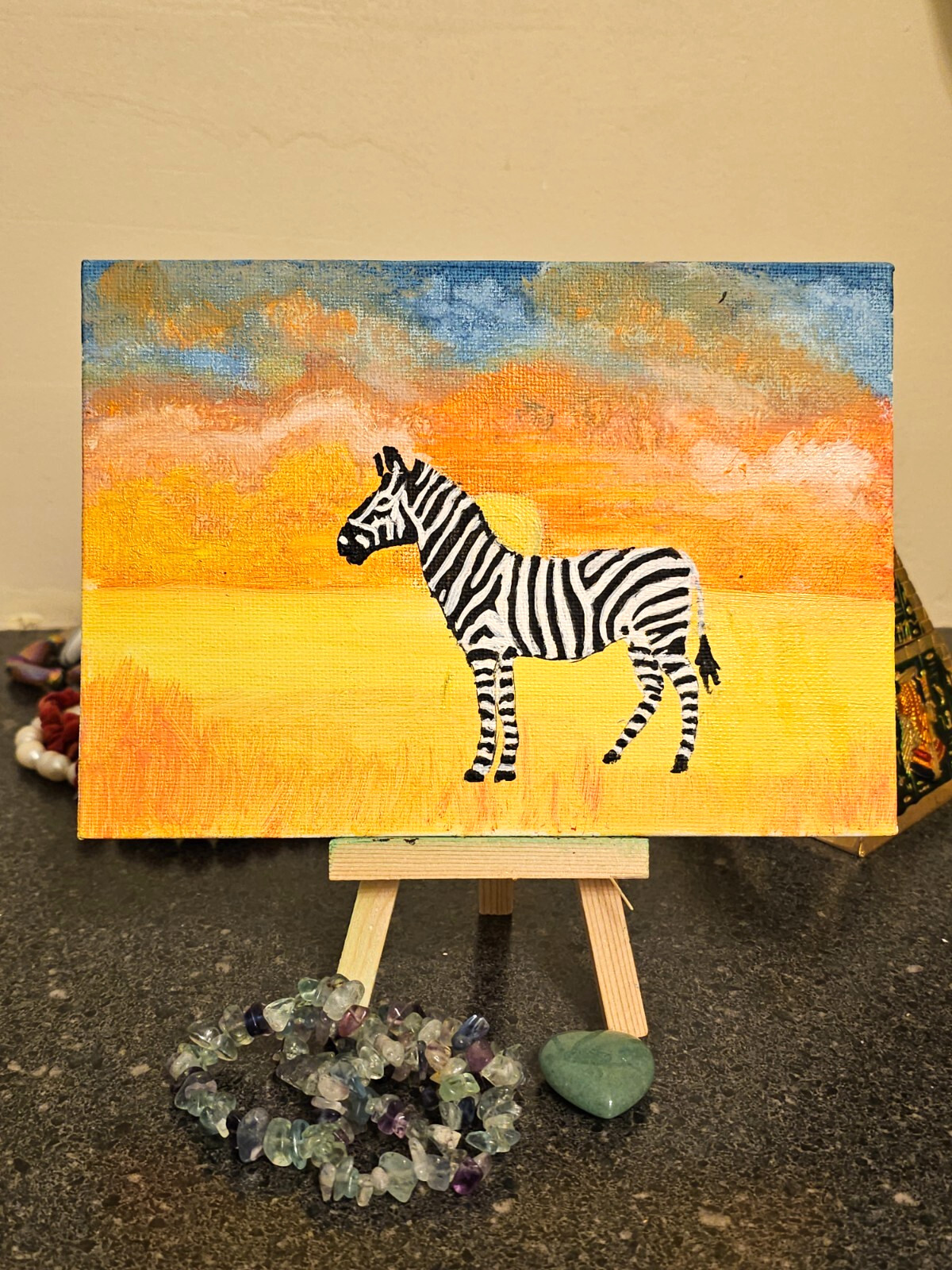 Zebra Painting Sunset Animals Original Oil Painting Nursery Wall Art