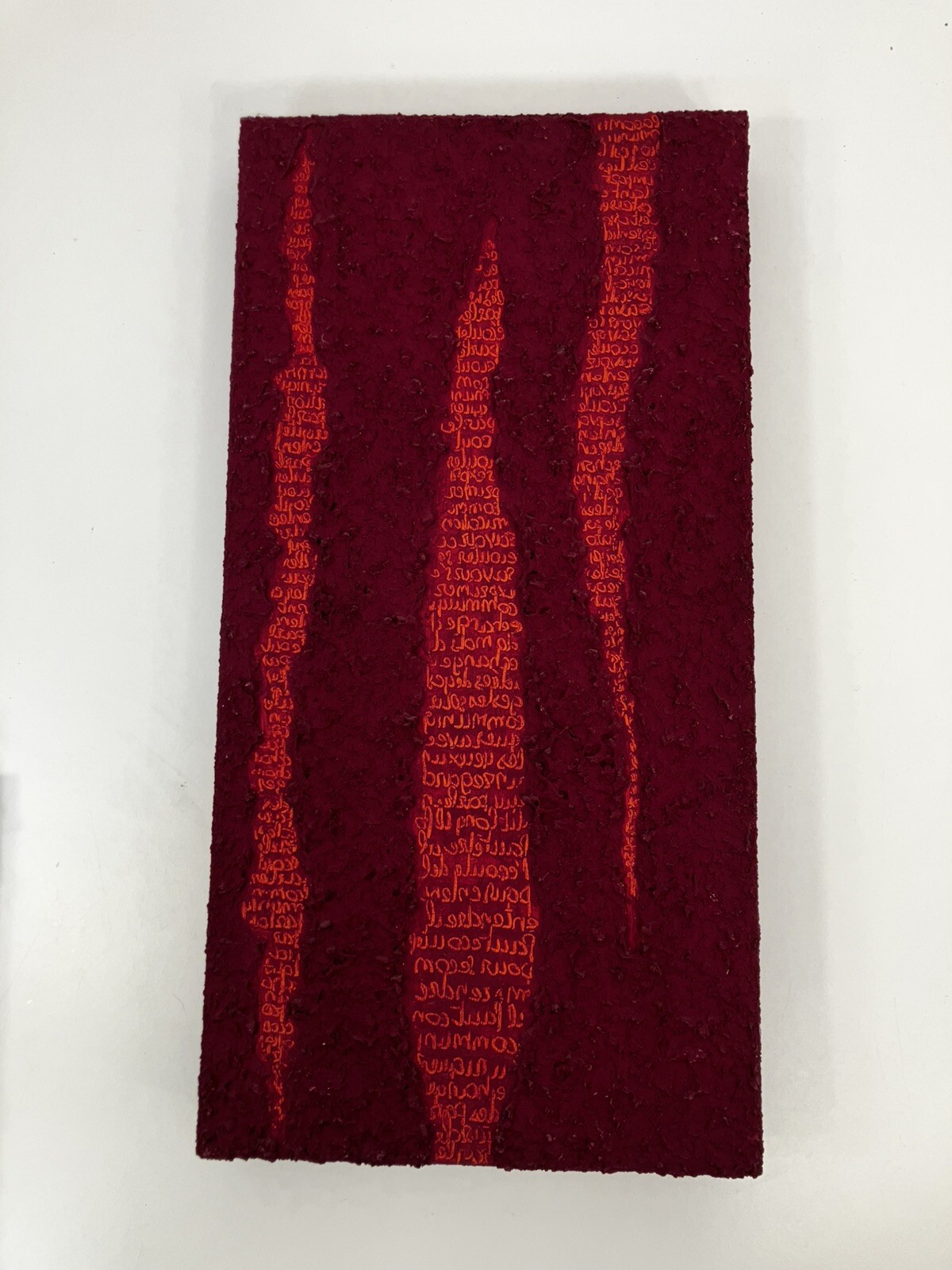 Isabelle Visse Signed Textural Painting «Droite» 8″ x 15 3/4″ x 1 1/2″
