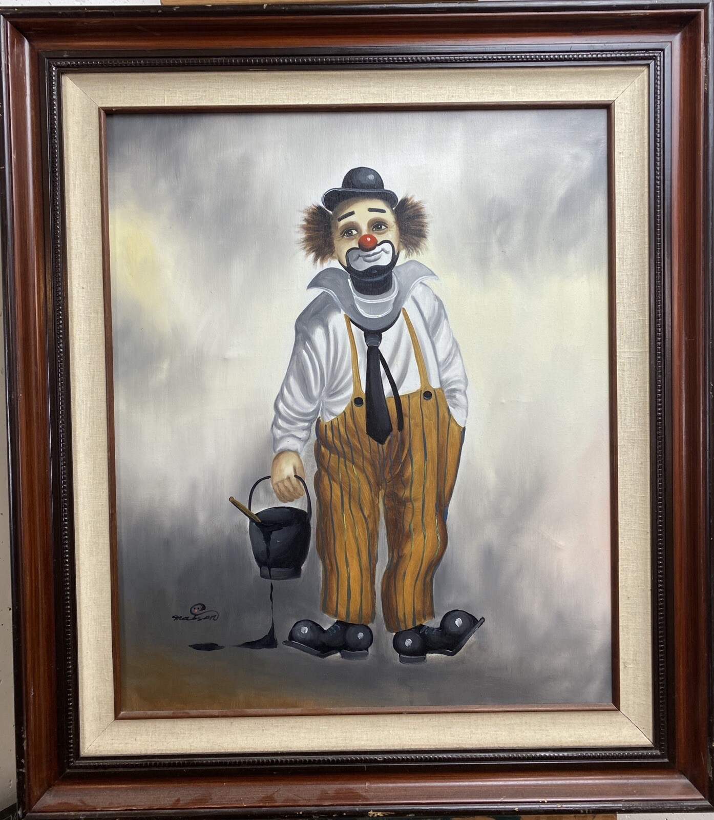Gritty Philadelphia Flyers Upcycled Thrift oil painting vintage art Mike Morris