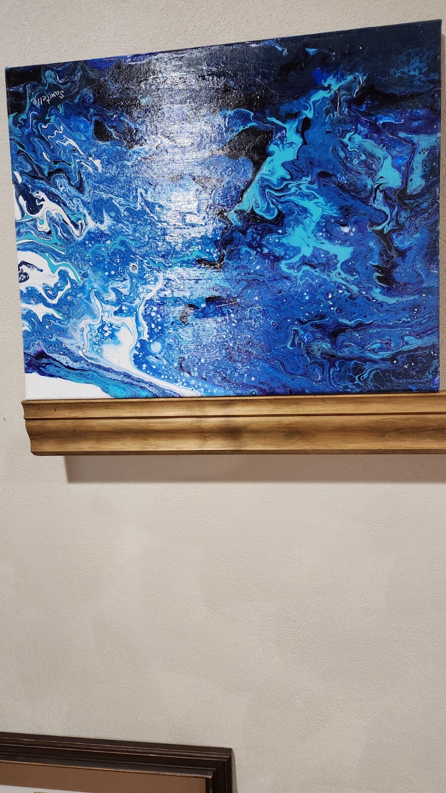 Coastal Waters Acrylic Pour Painting On Stretched Canvas