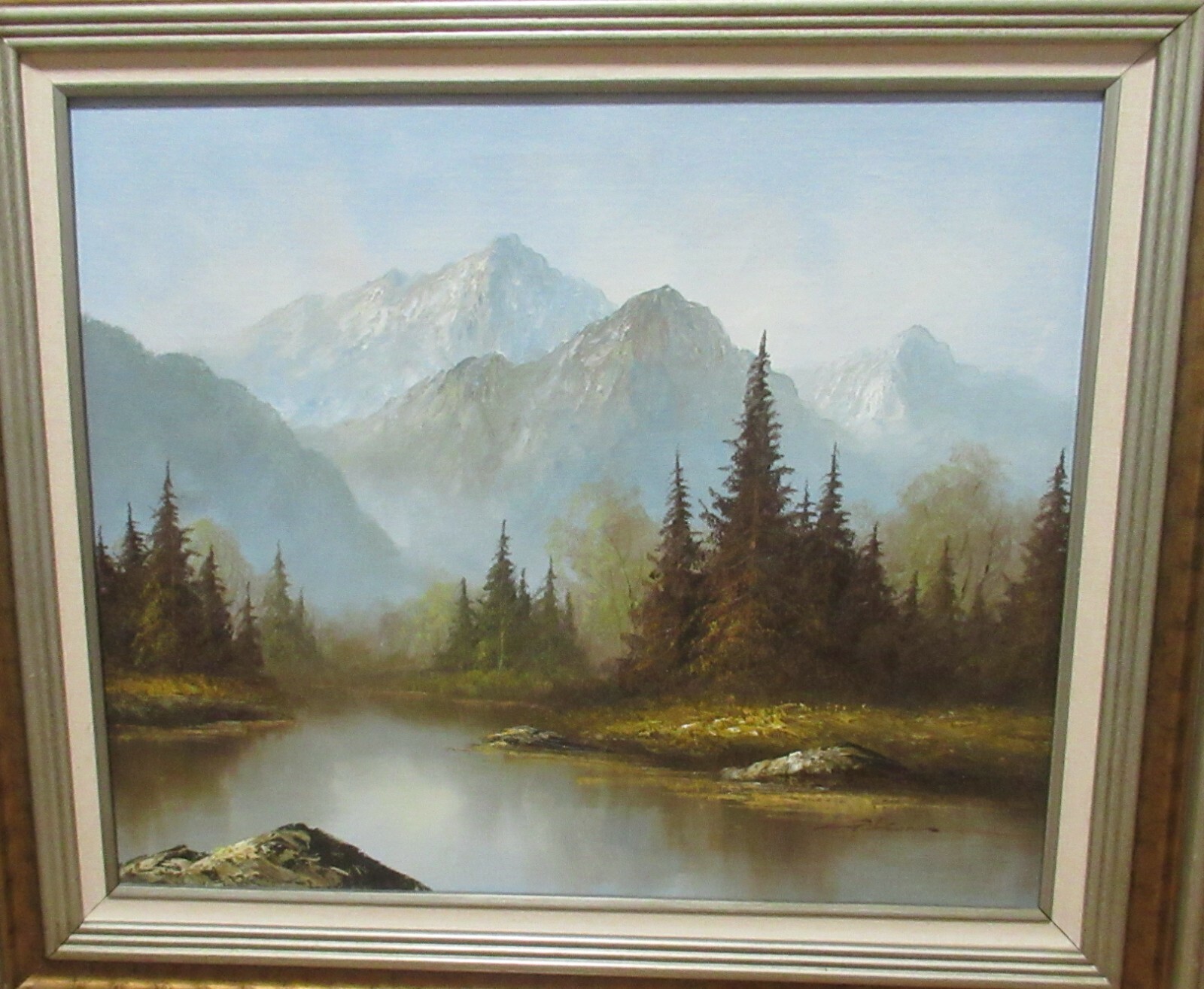 GIBSON LARGE ORIGINAL OIL ON CANVAS SNOW MOUNTAIN LANDSCAPE PAINTING WITH C.O.A.