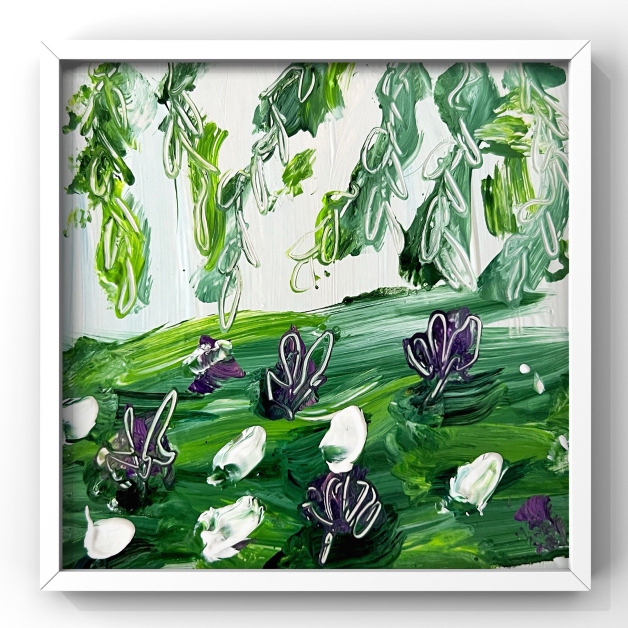Original Oil Painting Whispering Pond of Monet’s Water Lilies Framed Artwork 4×4
