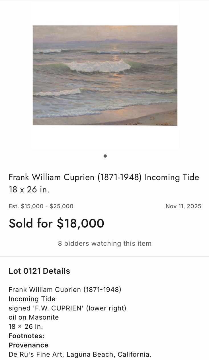 FRANK CUPRIEN / LAGUNA BEACH SEASCAPE PLEIN AIR / Mixed Media / ~6 x 8” / Framed