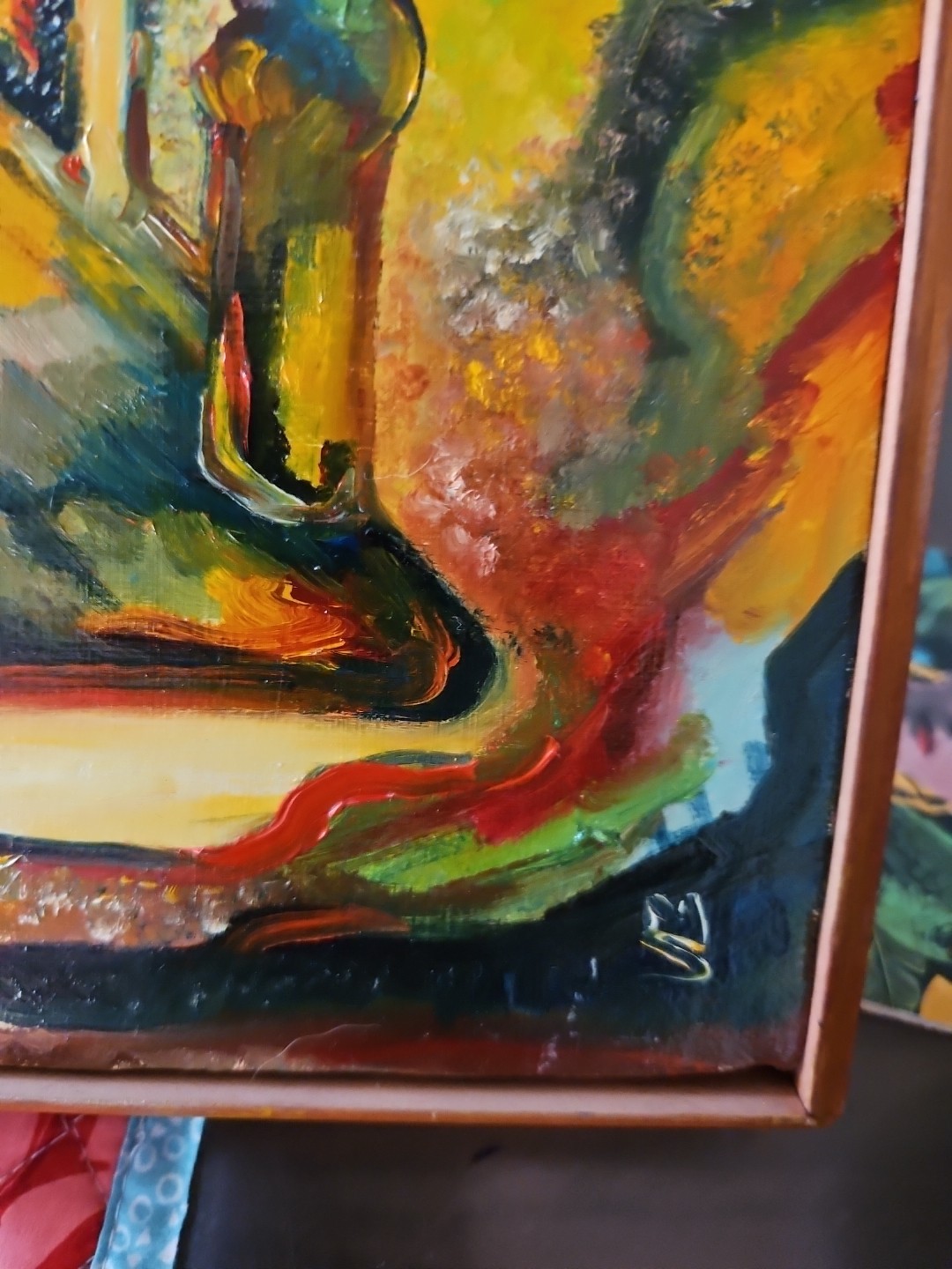 Original VTG 1985 Abstract Art Oil On Linen «Showboat» Framed Michael B.Stuart