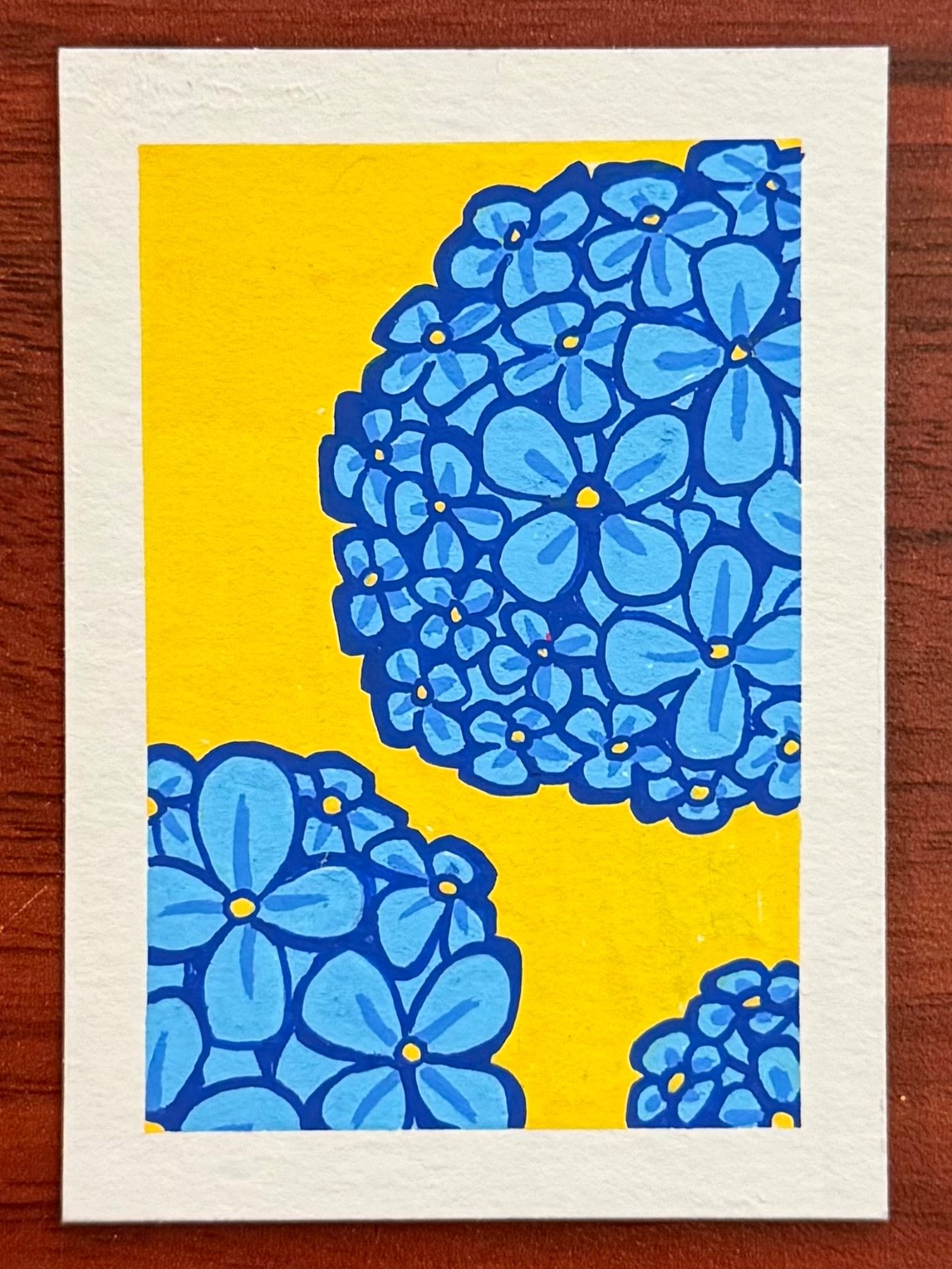 Hydrangea Flower ACEO – Original Floral Acrylic Painting 2.5” x 3.5”