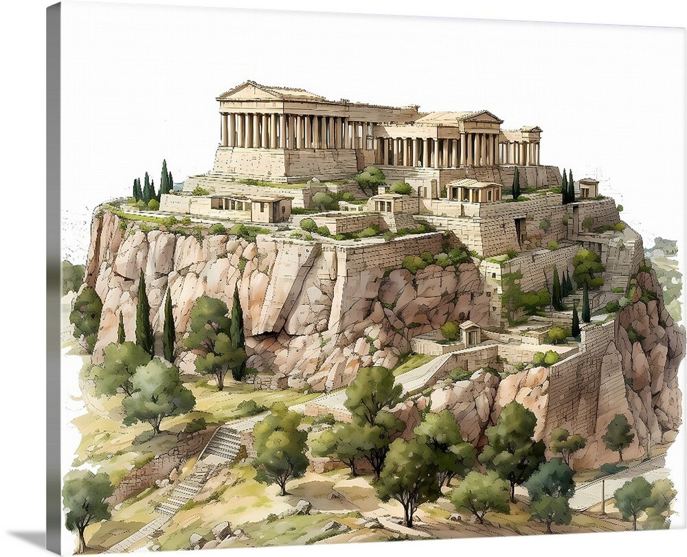 Acropolis of Athens Greece Greek Art Gallery Canvas Wrap Wall Art