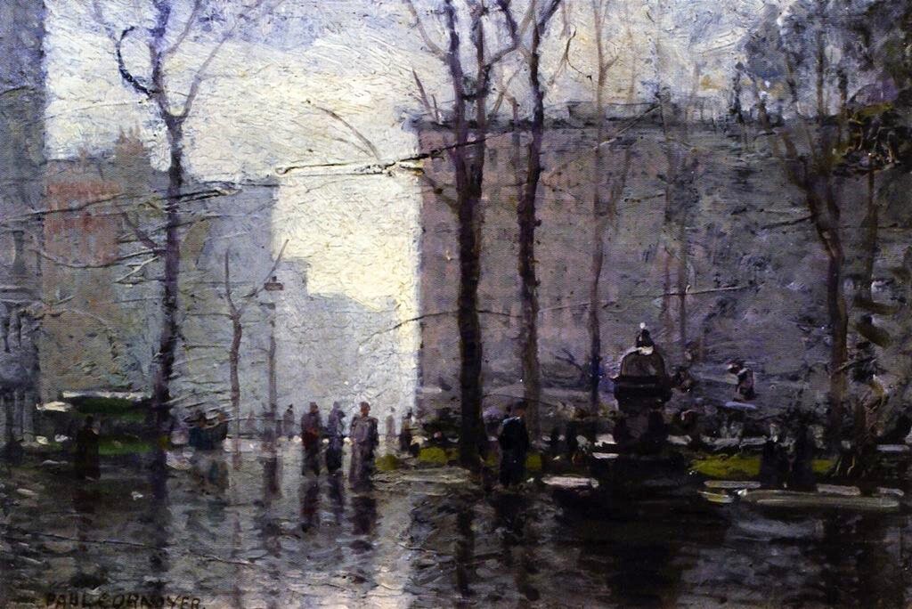 Oil painting Paul-Cornoyer-Rainy-Day-New-York-City landscape cityscape canvas