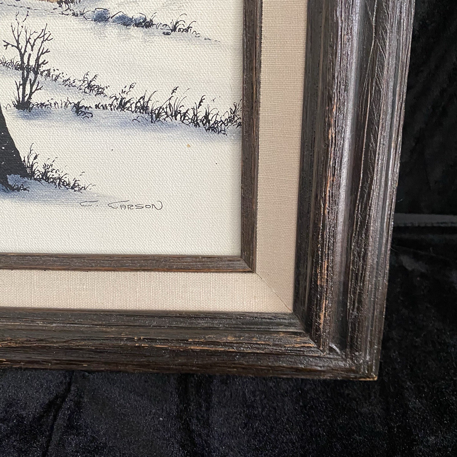 Vintage Winter Barn Farmhouse Canvas Print Framed Snow Scene Rustic Wall Art