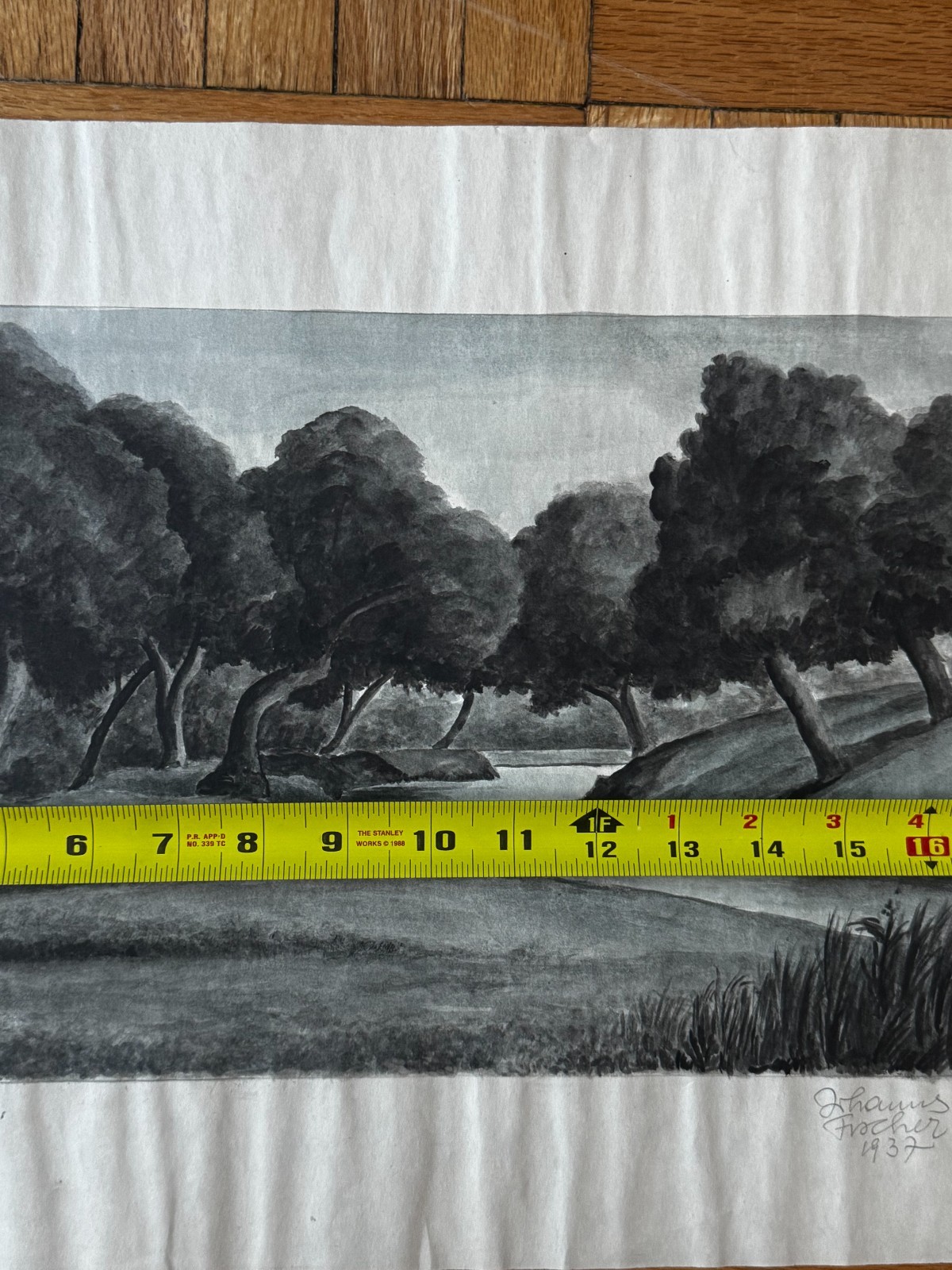 RARE Austrian Secessionist Gouache Painting Paper Johannes Fischer Signed 1937