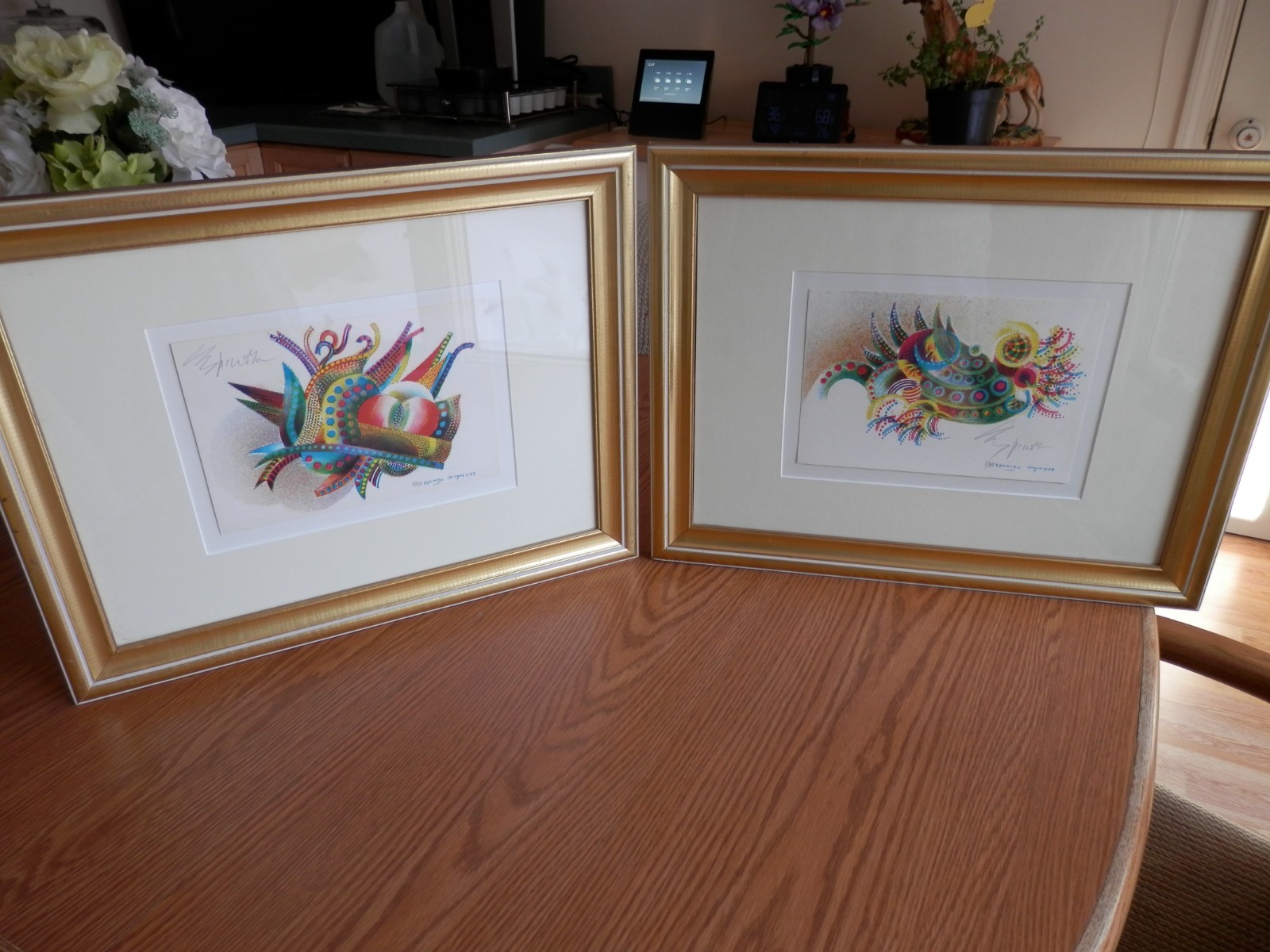 Set of Two Espinoza Burgos Abstract Art Signed & Numbered in Framed 18 x 14″