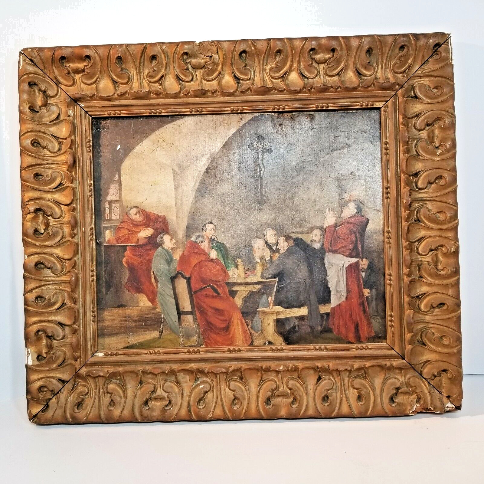 Antique painting oil on board 19 x 17 in. author unknown. George Rowney board.