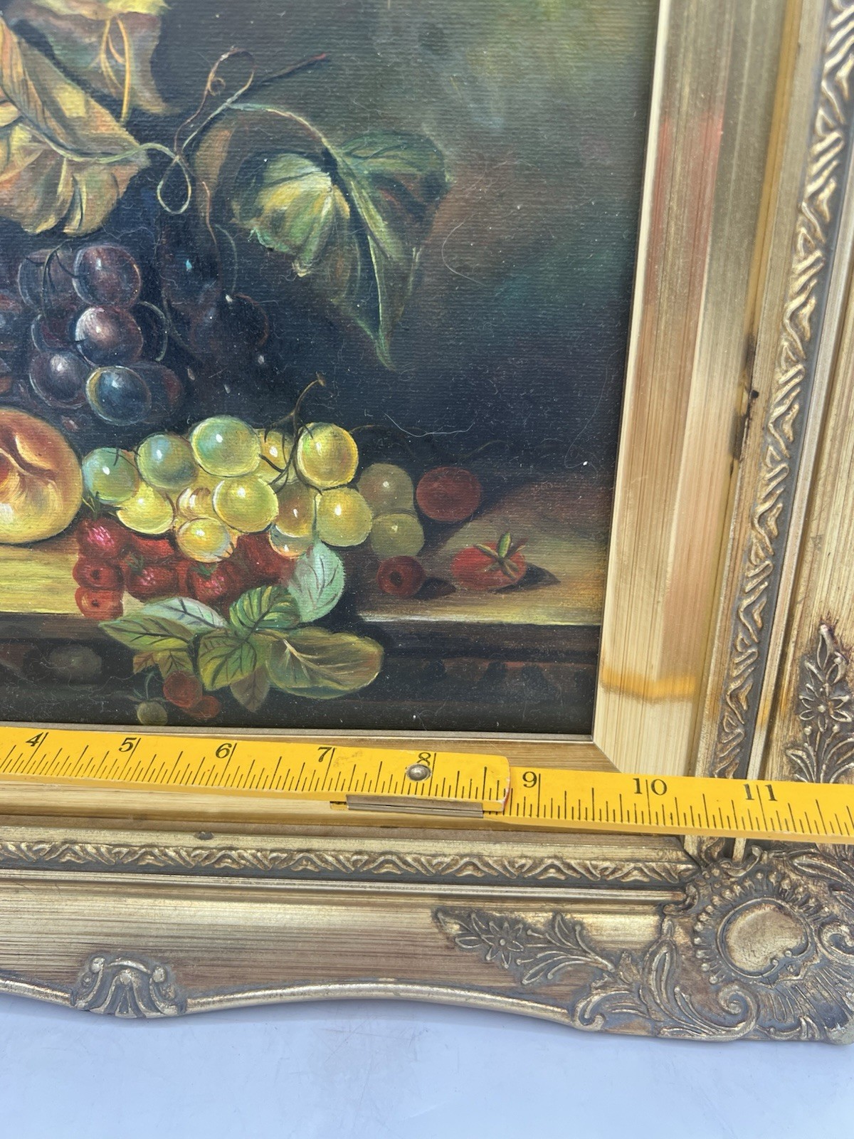 Vintage Signed Van Hunt Still Life Oil Painting Fruit Grapes Wine Glass Framed