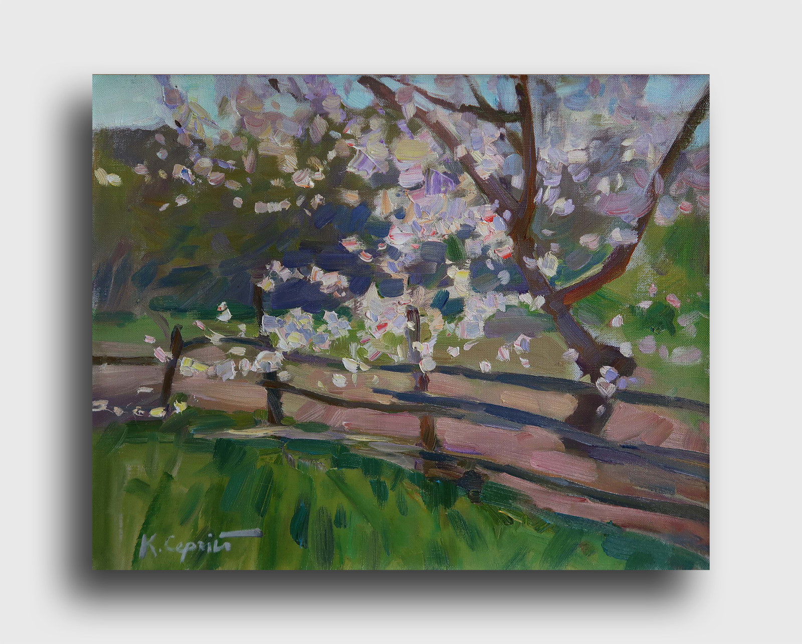 Oil painting Garden Ukrainian painter Canvas Decor Unframed original landscape