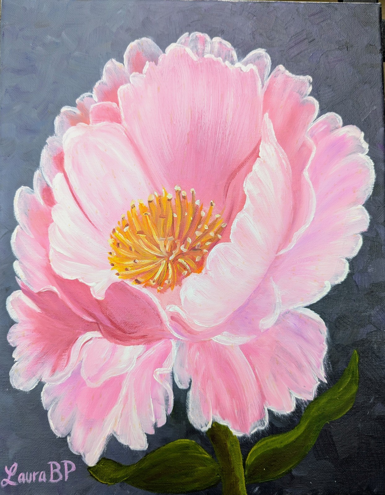 Peony 11x14x0.5 in. 100% Hand Painted Oil On Canvas IS NOT A PRINT, Unframed