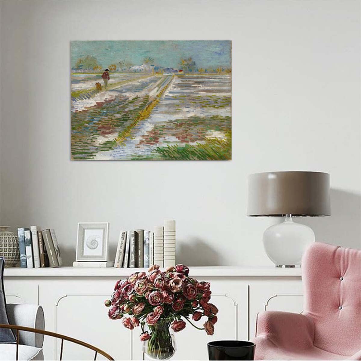 Vincent van Gogh Landscape with Snow Hand-painted Oil Painting Wall Art