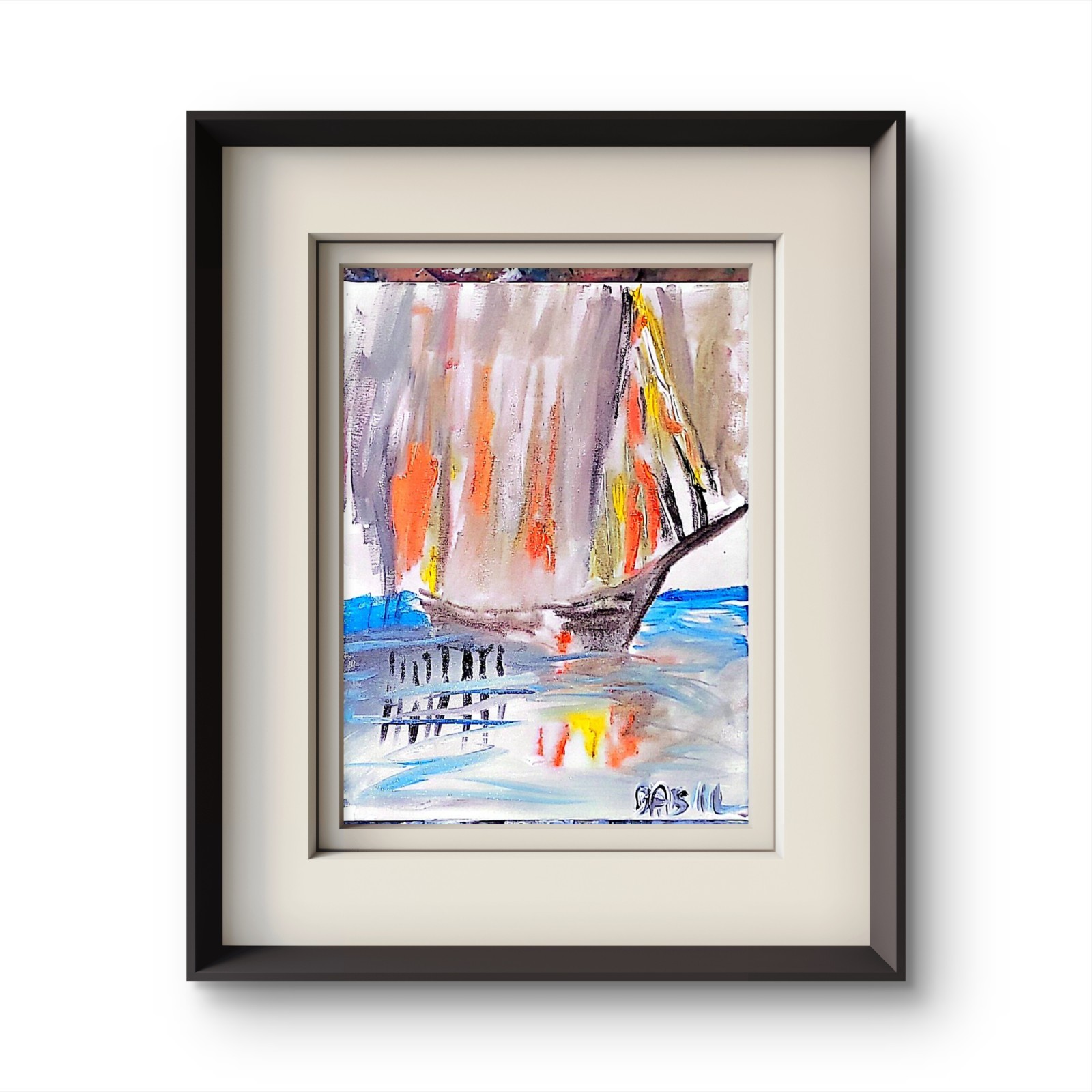 Ship Burning Abstract Expressionist Original Painting Canvas 11×14