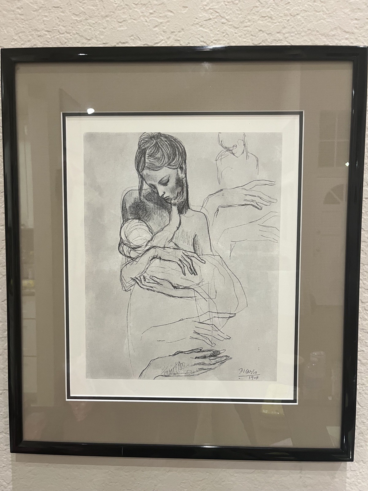 Pablo Picasso MOTHER CHILD Studies Right Hand Framed Pencil Sketch Art Portrait