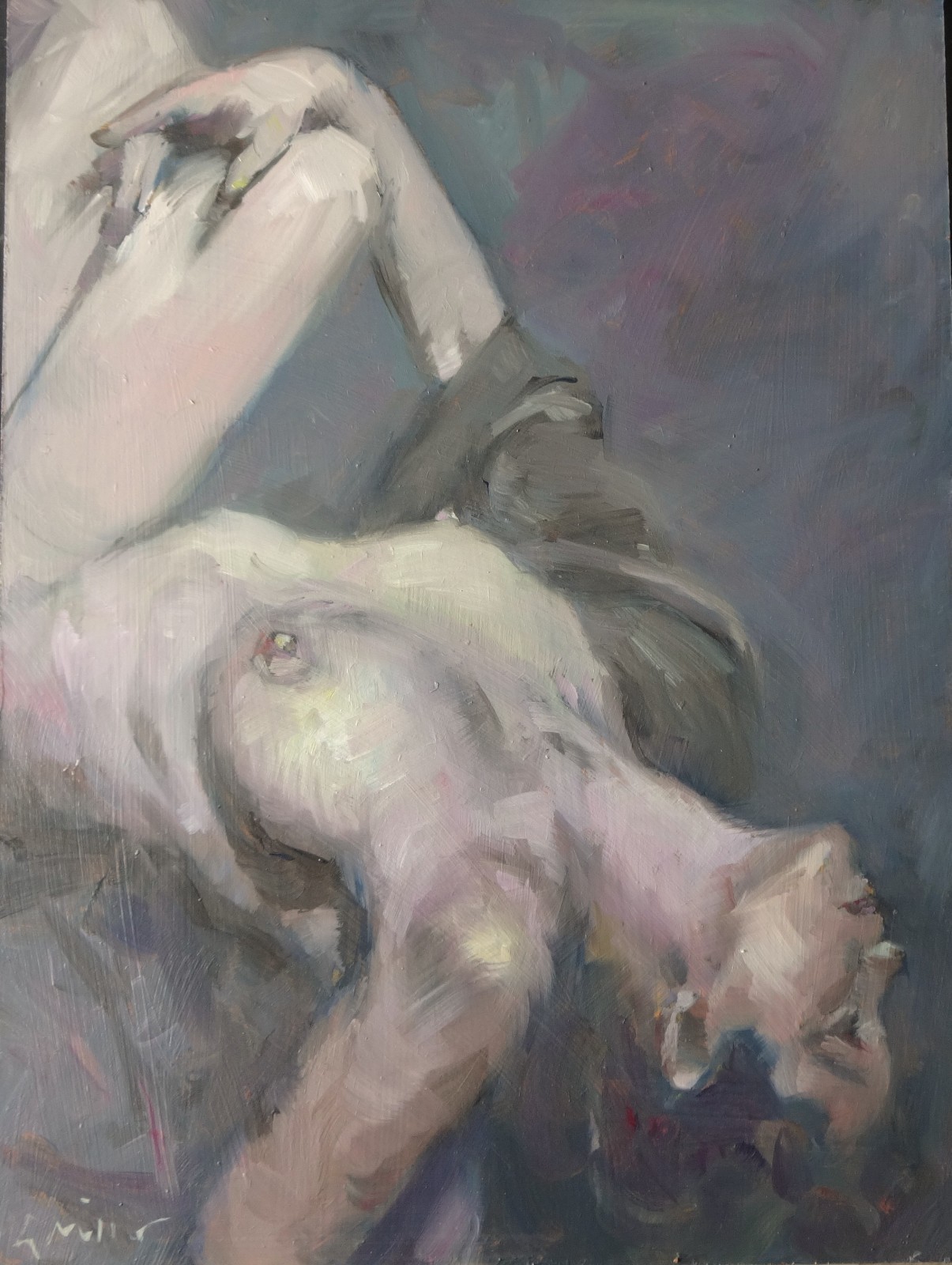 GERRY MILLER -. Unique. artwork.»nude. Oil paint on board.30x40cm