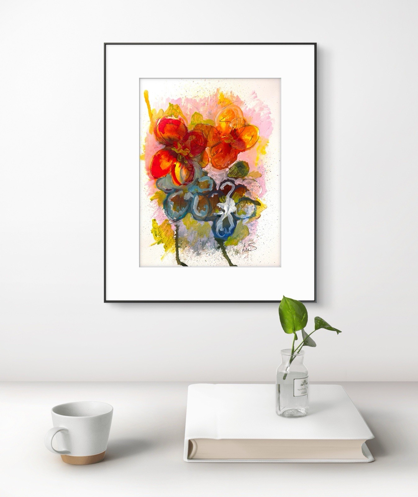 Original Floral 9×12 Handpainted Signed Abstract Expressionism Colorful 11