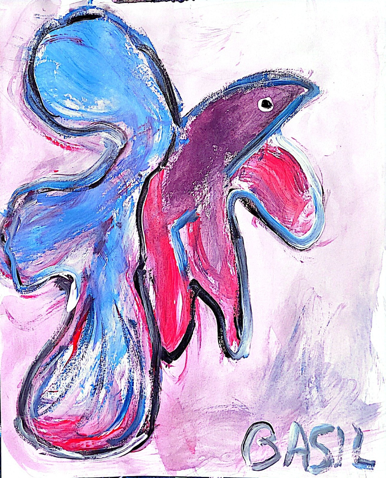 Angel Fish Colorful Neo Expressionist Original Paper Wall Art