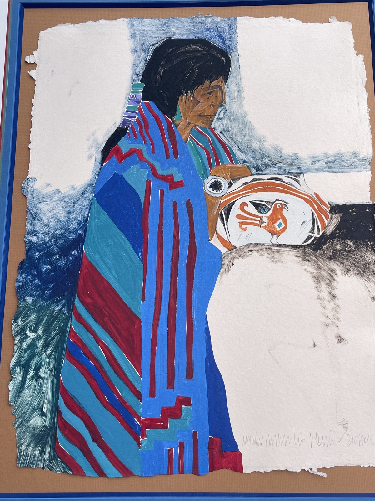 AMADO PENA PAINTING PORTRAIT NATIVE AMERICAN TRIBAL MADONNA POT LISTED FAMOUS