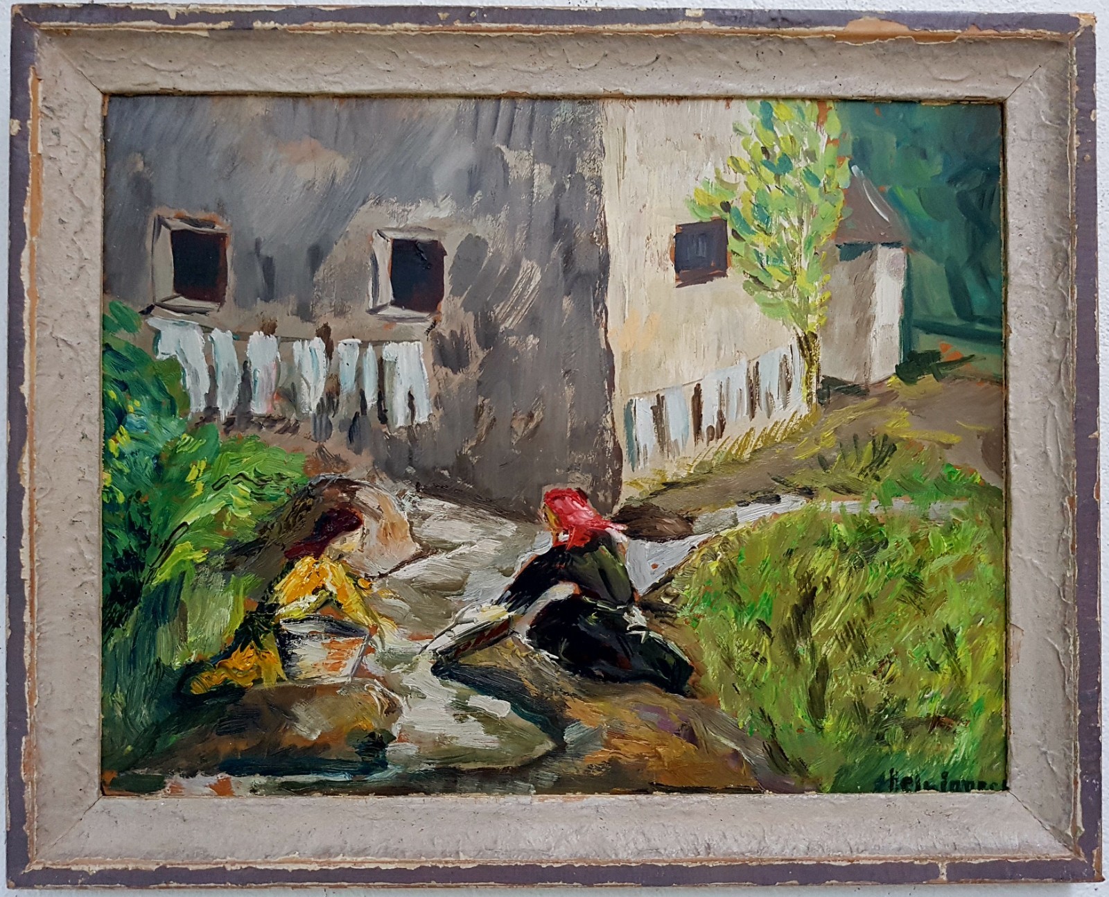 No.: 1033 oil painting artwork frame painting oil painting city river people