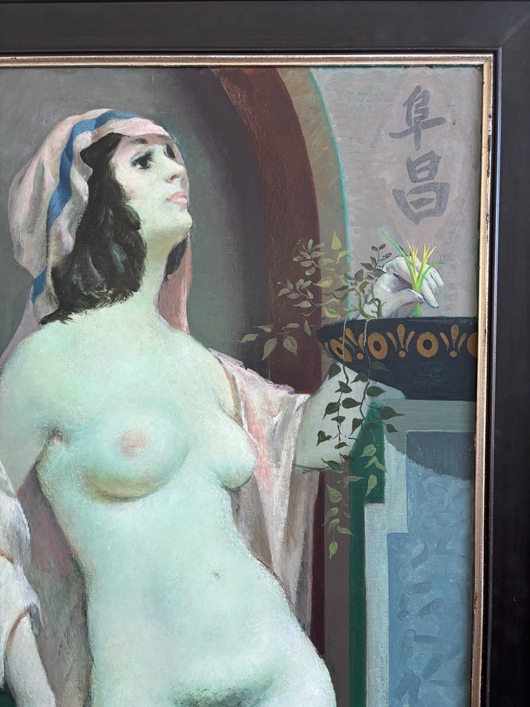 William Crosbie, Phoenix, Nude, Large Scottish oil painting Egyptian Beauty
