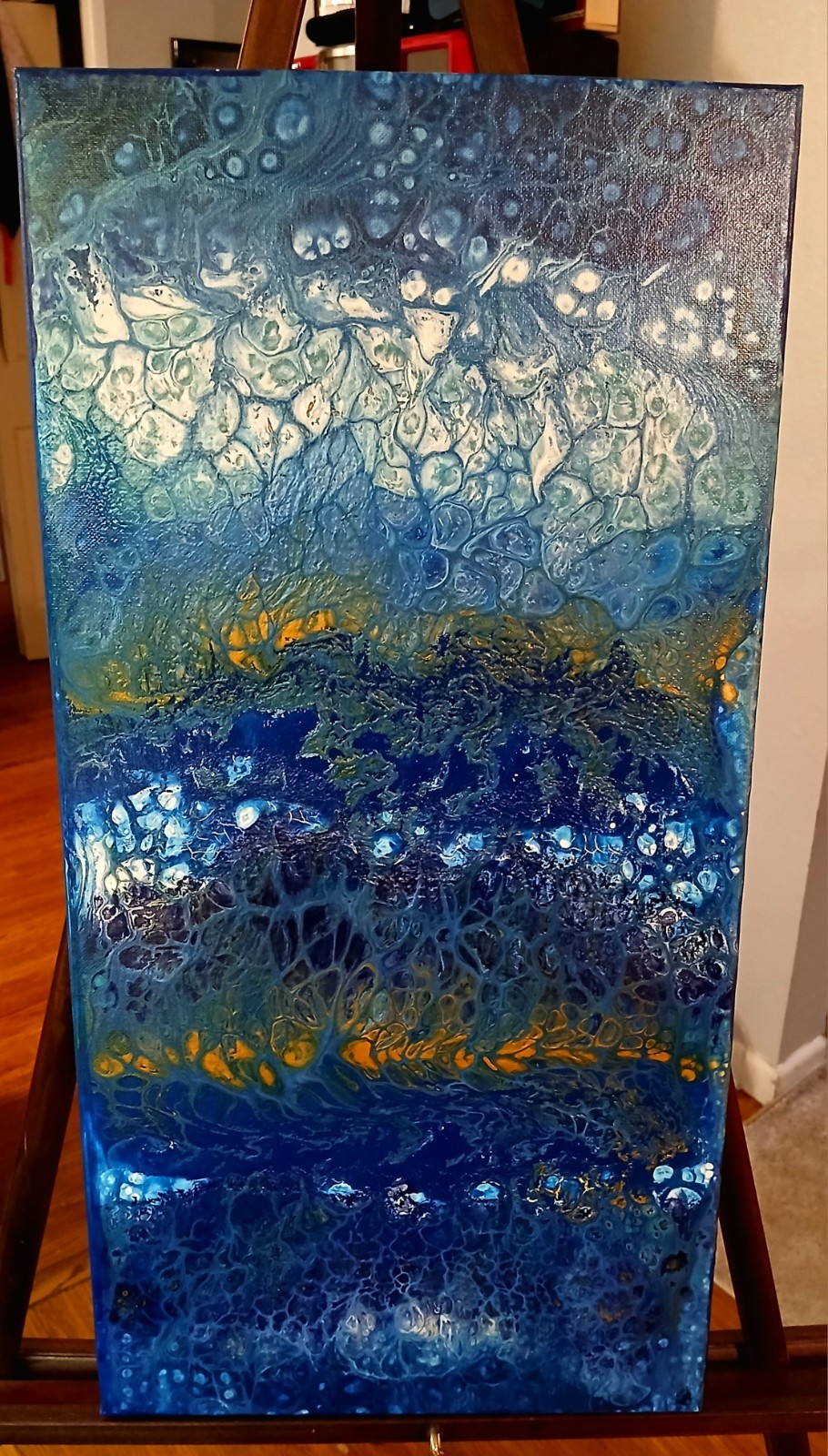 Under The Tides: Acrylic Paint & Silicone Oil Swipe On 12 x 24 Canvas
