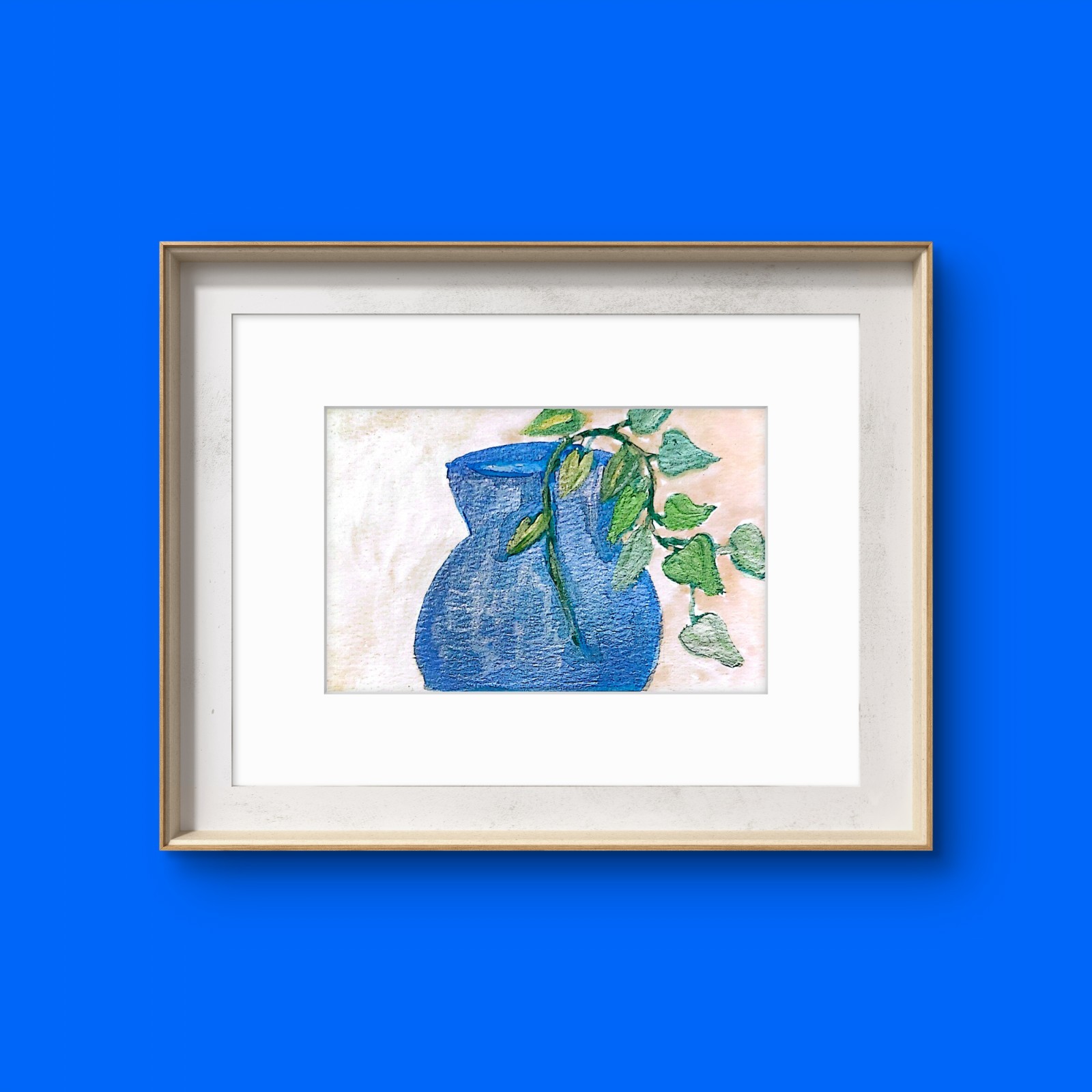 Houseplant In A Blue Pot Abstract Impressionist Original Painting 5×7