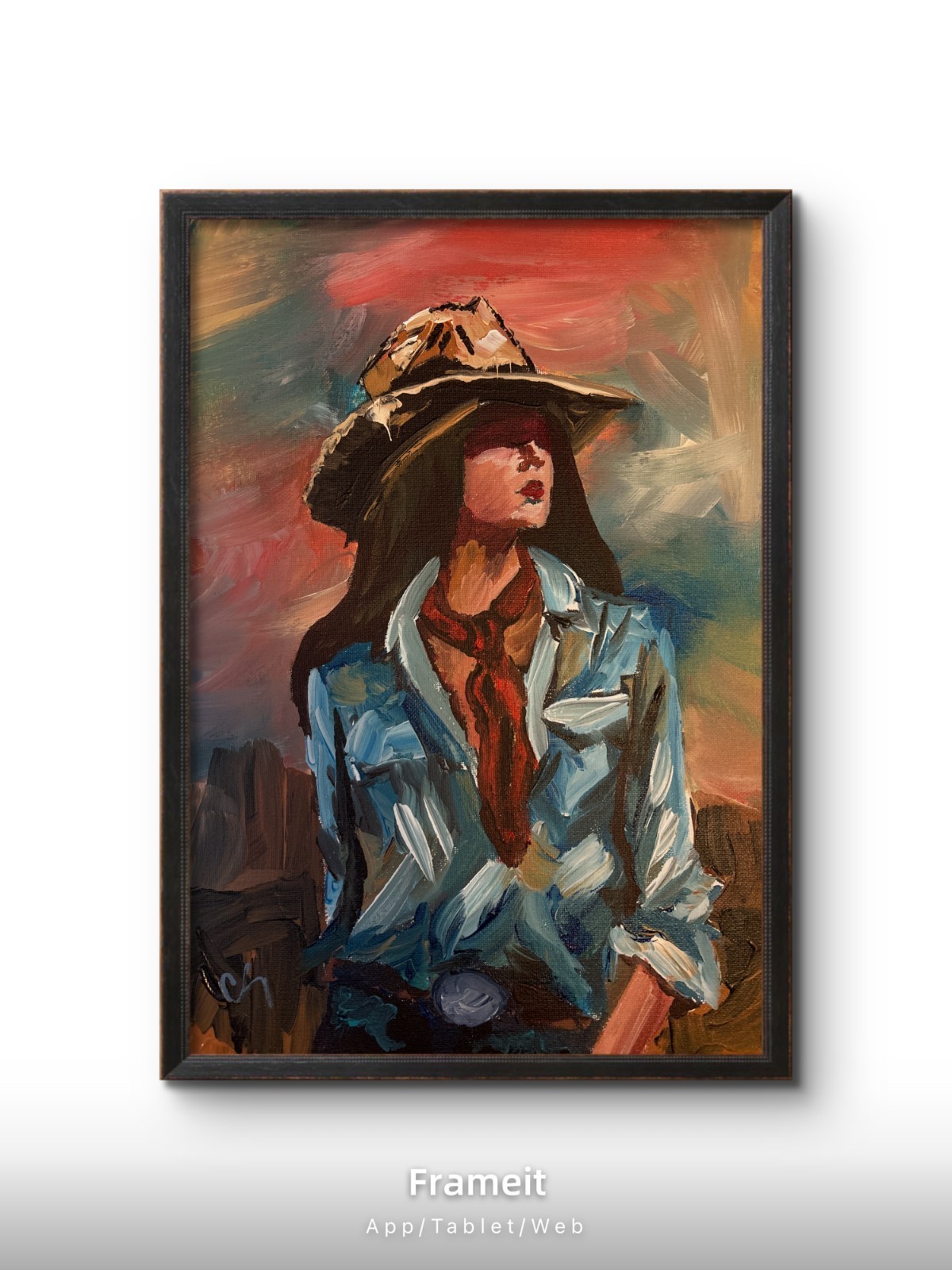 Cowgirl Painting Western Portrait Original Acrylic Painting 11×14 Signed Canvas