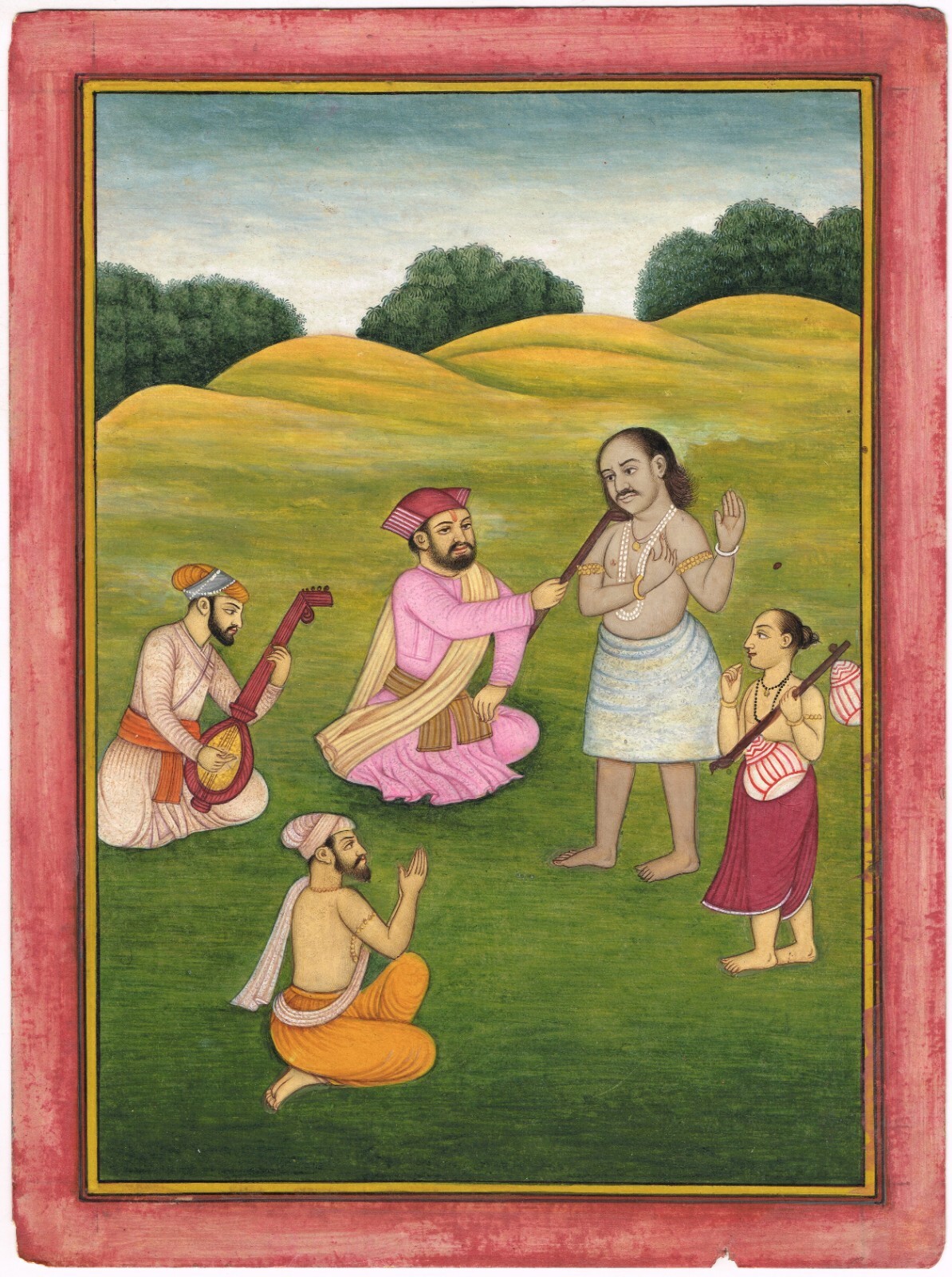 Visual Depiction Of Guru Nanak Dev in Pahari Painting, Gouache Art 8×11 Inches