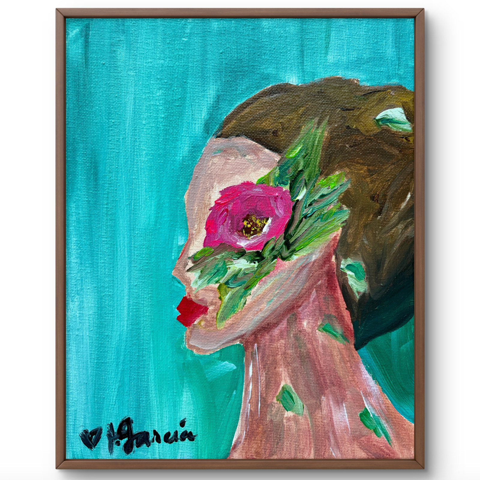 V Muse Era Lady Rose 8×10 Original Art Expressionism Abstract Gallery Painting