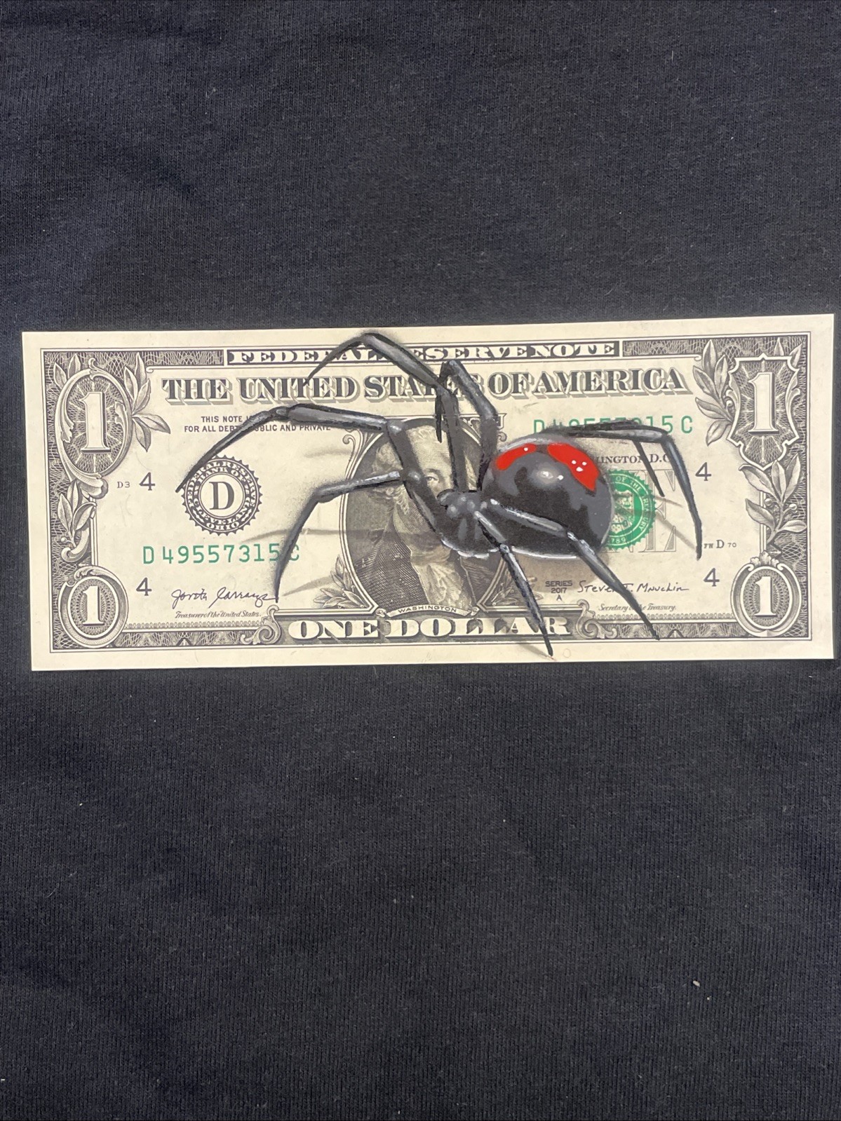 3D Spider 1 Dollar Bill Original painting Graffiti Art Street Art Outsider Art