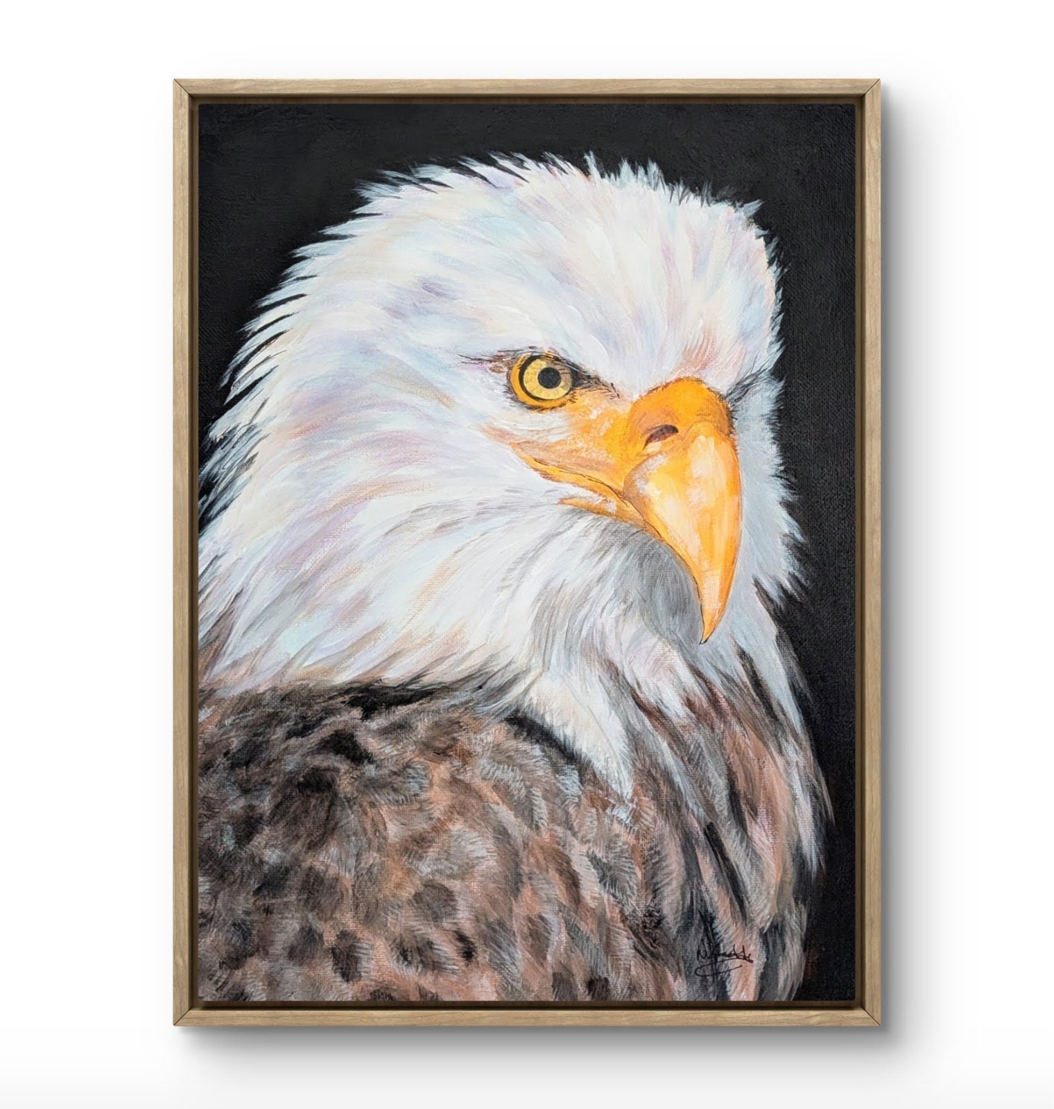 Original Western 14 x 11 American Bald Eagle Acrylic Canvas Painting