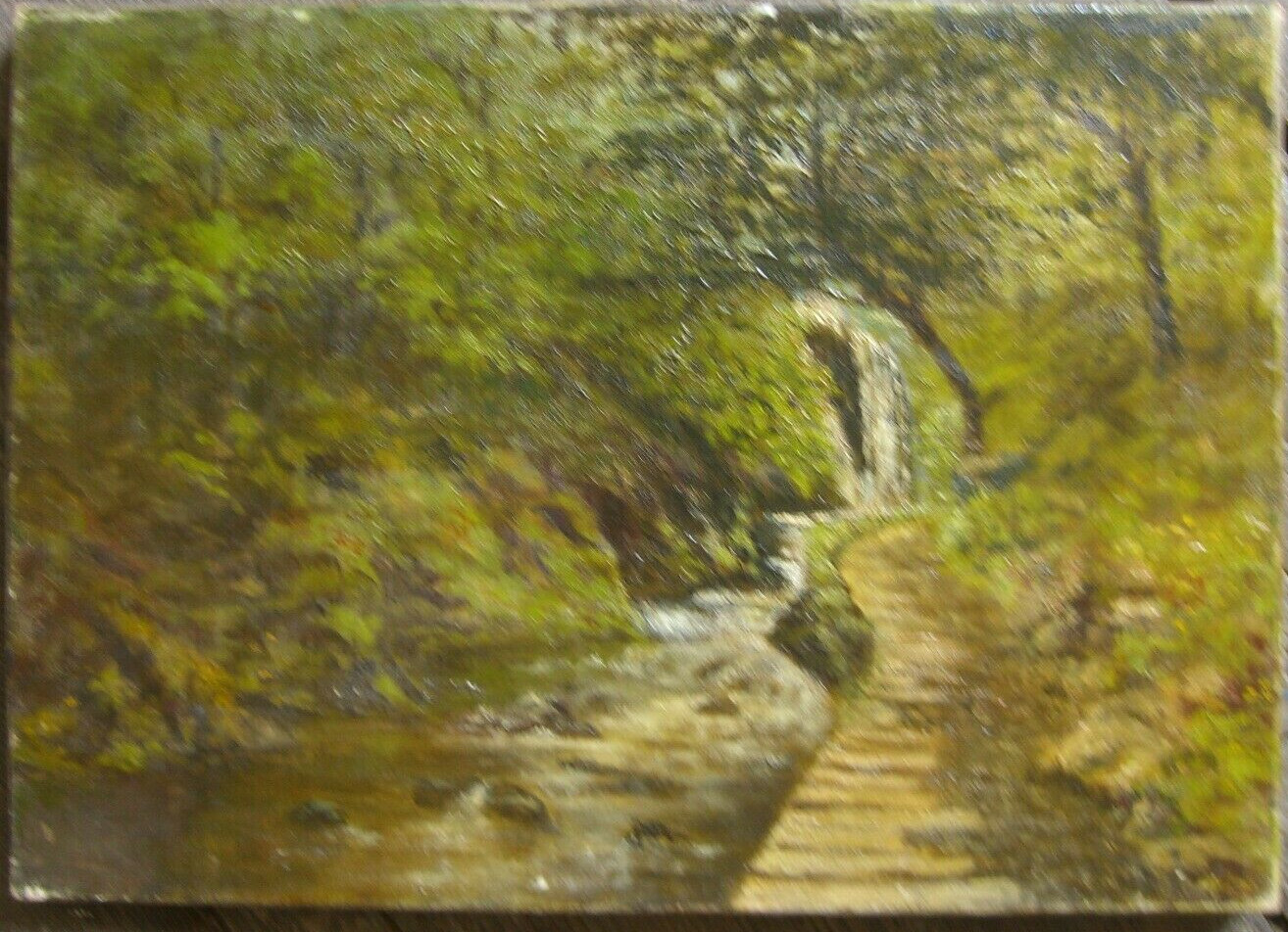 Waterfall Forest Trees River Green Path Stones Rocks Slope Hill Leaves Antique
