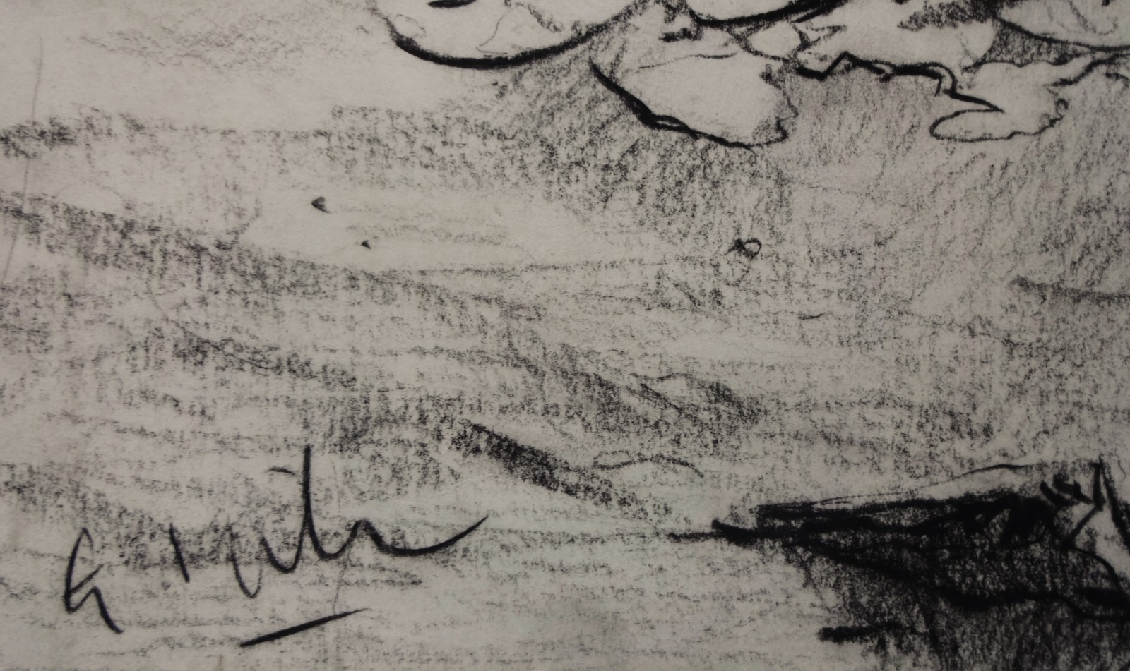 GERRY MILLER – Original Drawing «River» Conte Pencil on paper. A3
