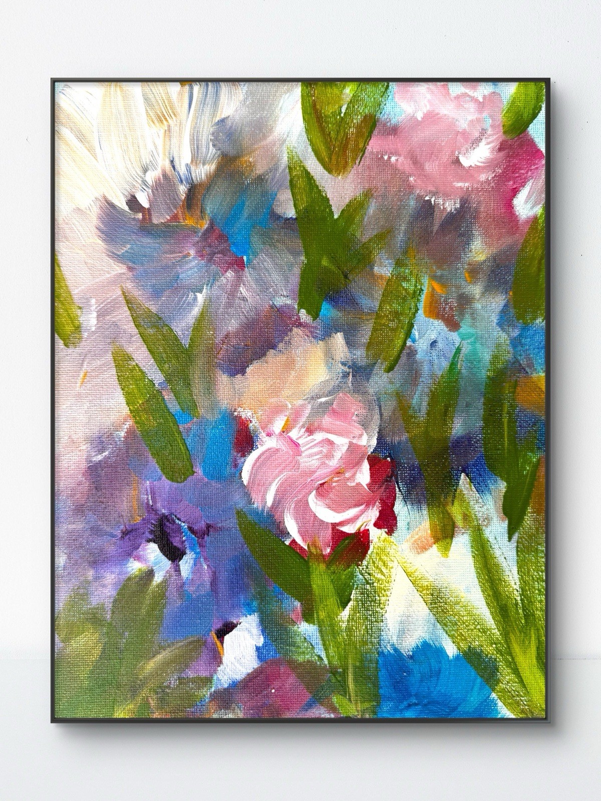 SAMATOWIC Original Abstract Garden Flowers 8×10 Bathroom Art Handmade Signed 14