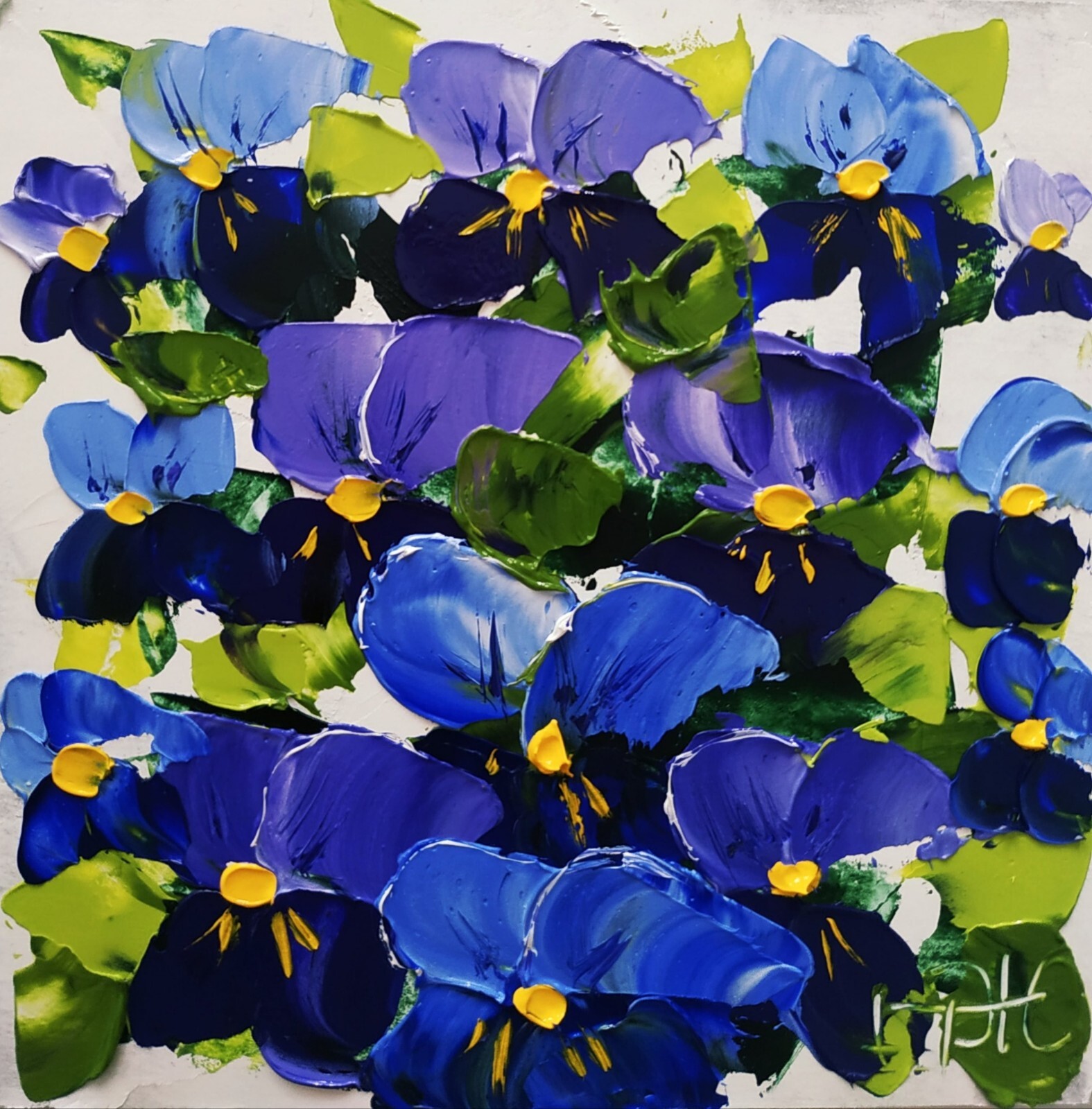 Violet Painting Bouquet of Flowers Original Art Impasto Oil Painting 3D art 4×4