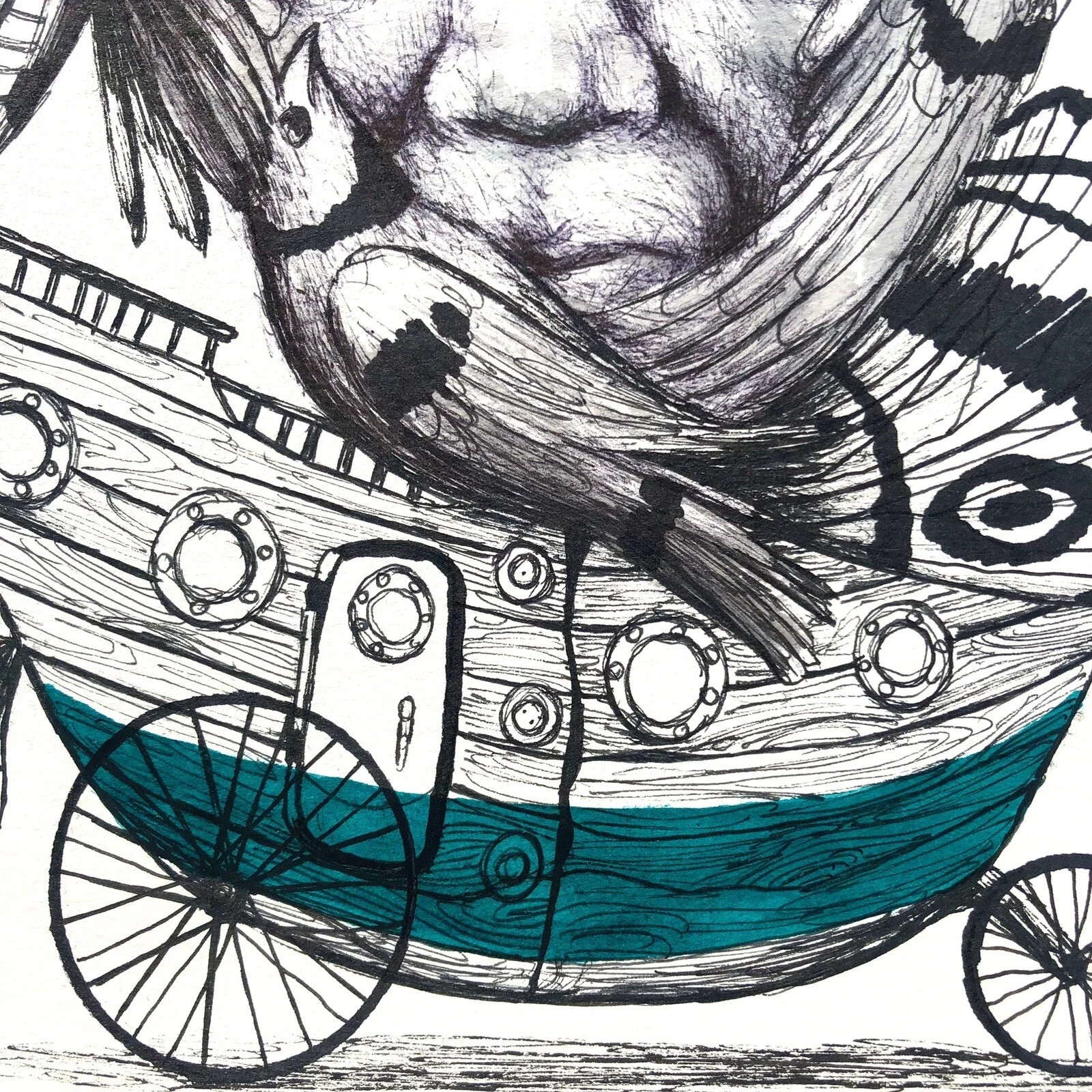 ALAIN DONATE HERNANDEZ ORIGINAL MIXED MEDIA ACRYLIC,INK ON CARDBOARD 8″X 11″