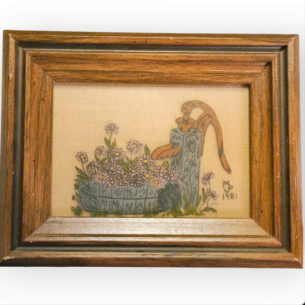 Handmade Painted Vintage Folk Art County Painting 1981 Unique One Of A Kind