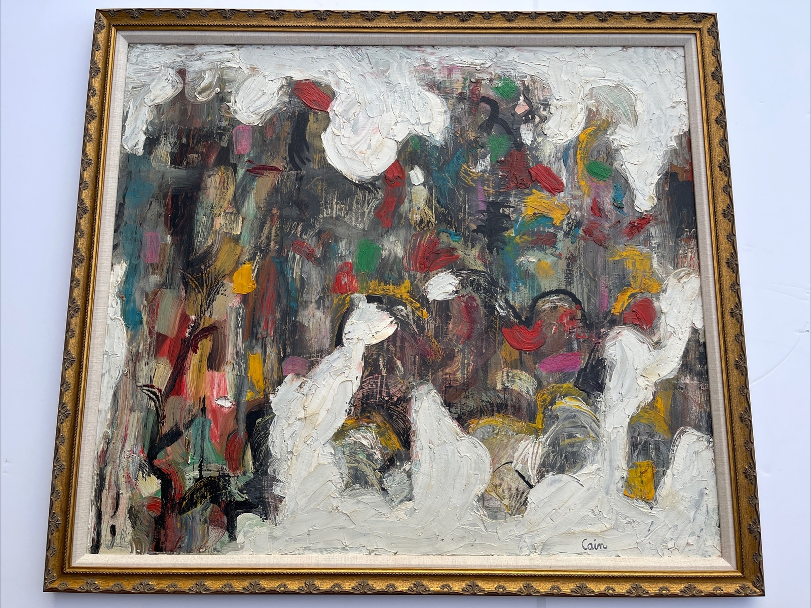 Jo Cain PAINTING ANTIQUE EXPRESSIONISM Mid Century AMERICAN CUBISM RARE Large