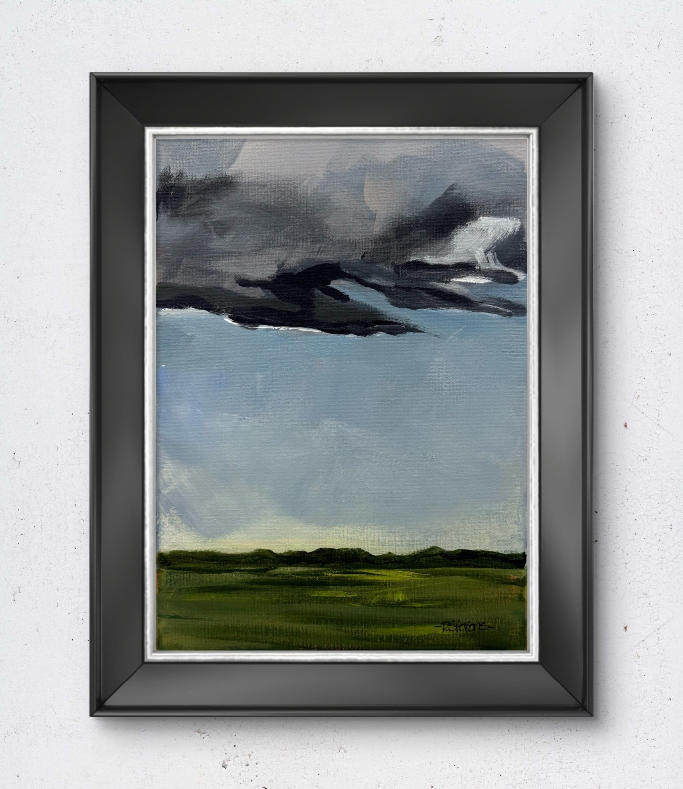 Original 9×12 Storm Landscape Painting Dramatic Sky Acrylic Canvas Art