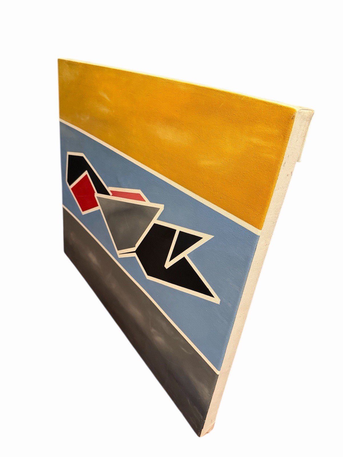 Large Geometric Abstract Modernist Oil Painting on Canvas – Multi Color