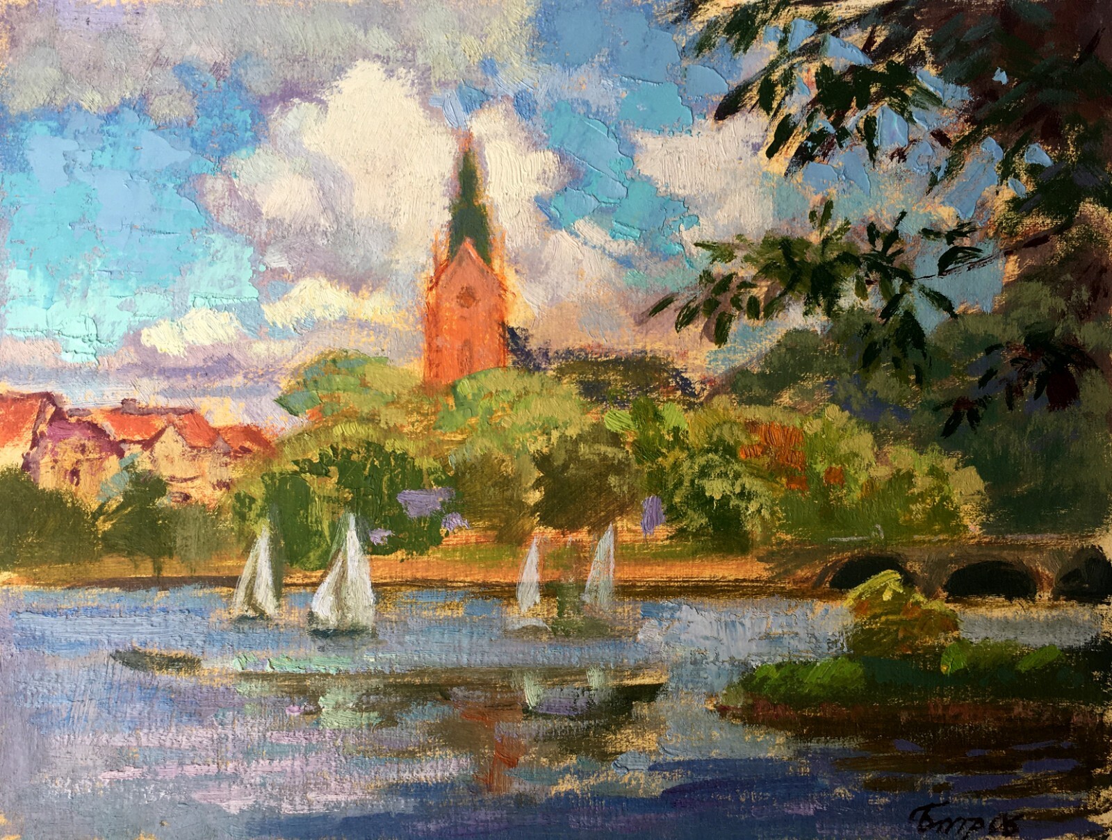 Oil Painting Summer Batrakov V. Unframed Original Homed Decor Art nAAA2373